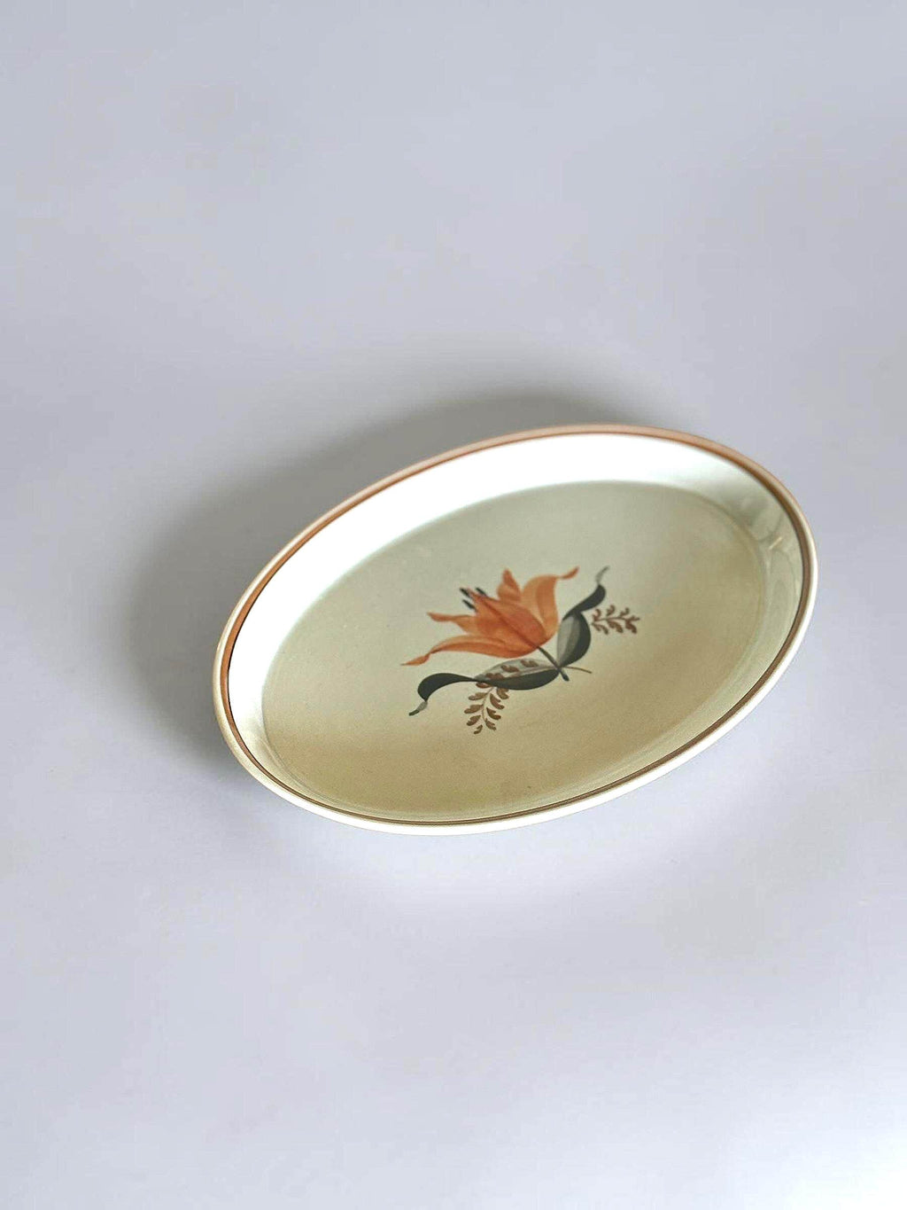 Aluminia Kirsten oval dish Nils Thorsson vintage handpainted Danish faience platter __etsy:8158445324