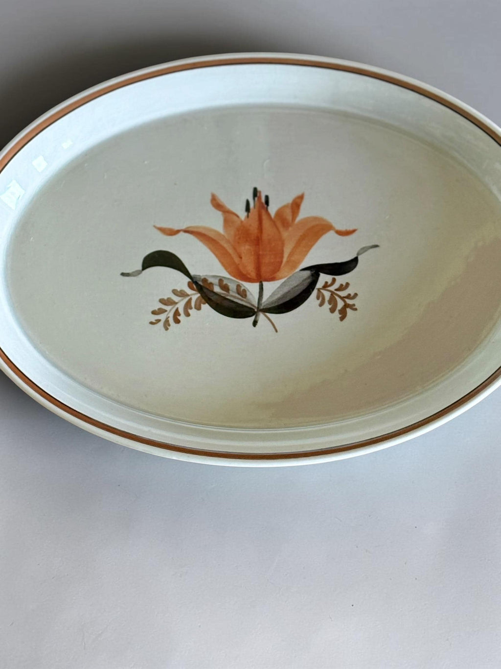 Aluminia Kirsten oval dish Nils Thorsson vintage handpainted Danish faience platter __etsy:8158440134