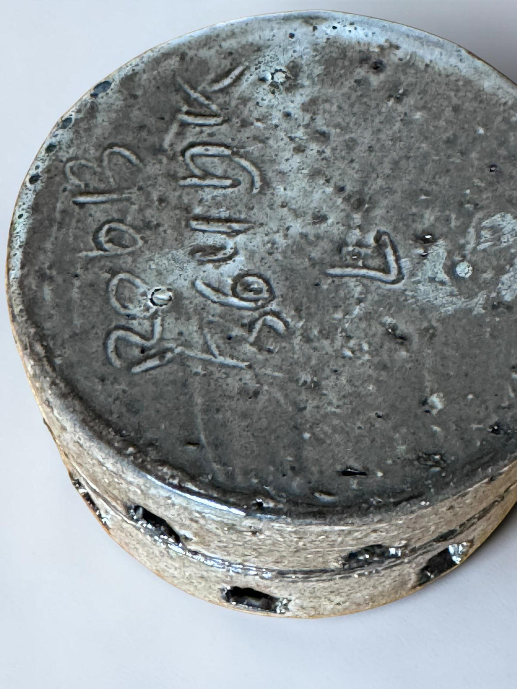 Danish stoneware vintage cutout brutalist tealight / studio pottery candle holder __etsy:8157478808