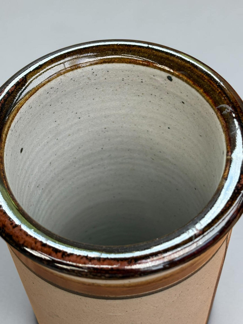 Hanne Stentøj Danish stoneware vase set cylindrical vases with brown brushstroke decor __etsy:8194979147