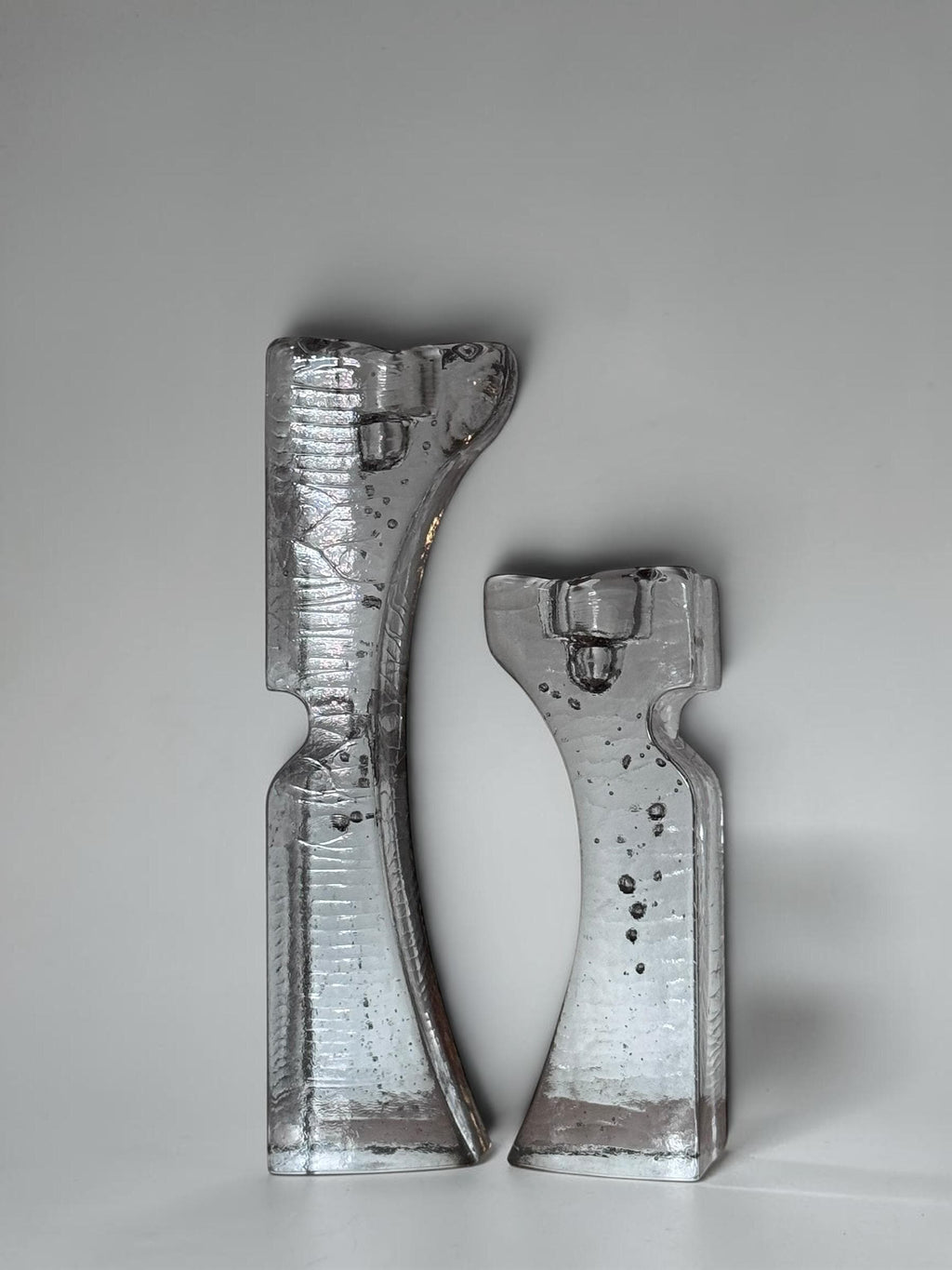 Kjell Engman for Kosta Boda vintage  sculptural glass candleholders __etsy:8114845056