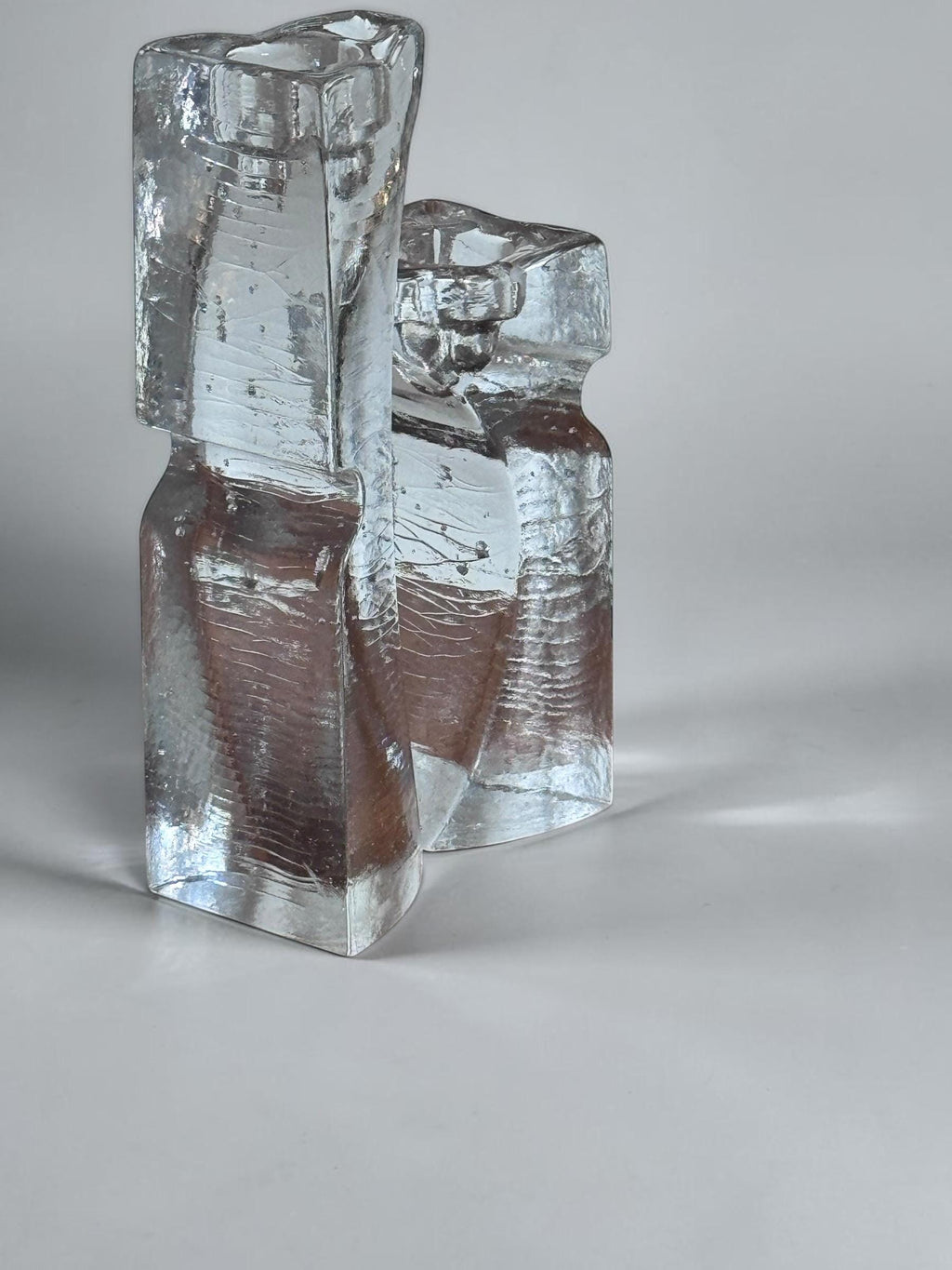 Kjell Engman for Kosta Boda vintage  sculptural glass candleholders __etsy:8162751831