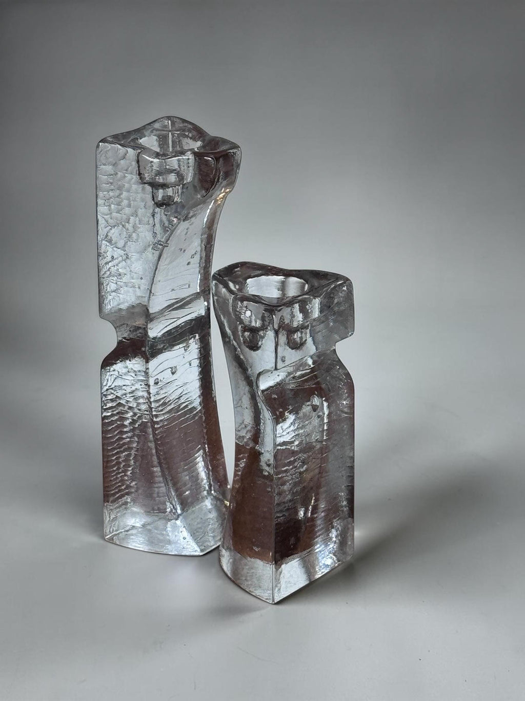 Kjell Engman for Kosta Boda vintage  sculptural glass candleholders __etsy:8114845084