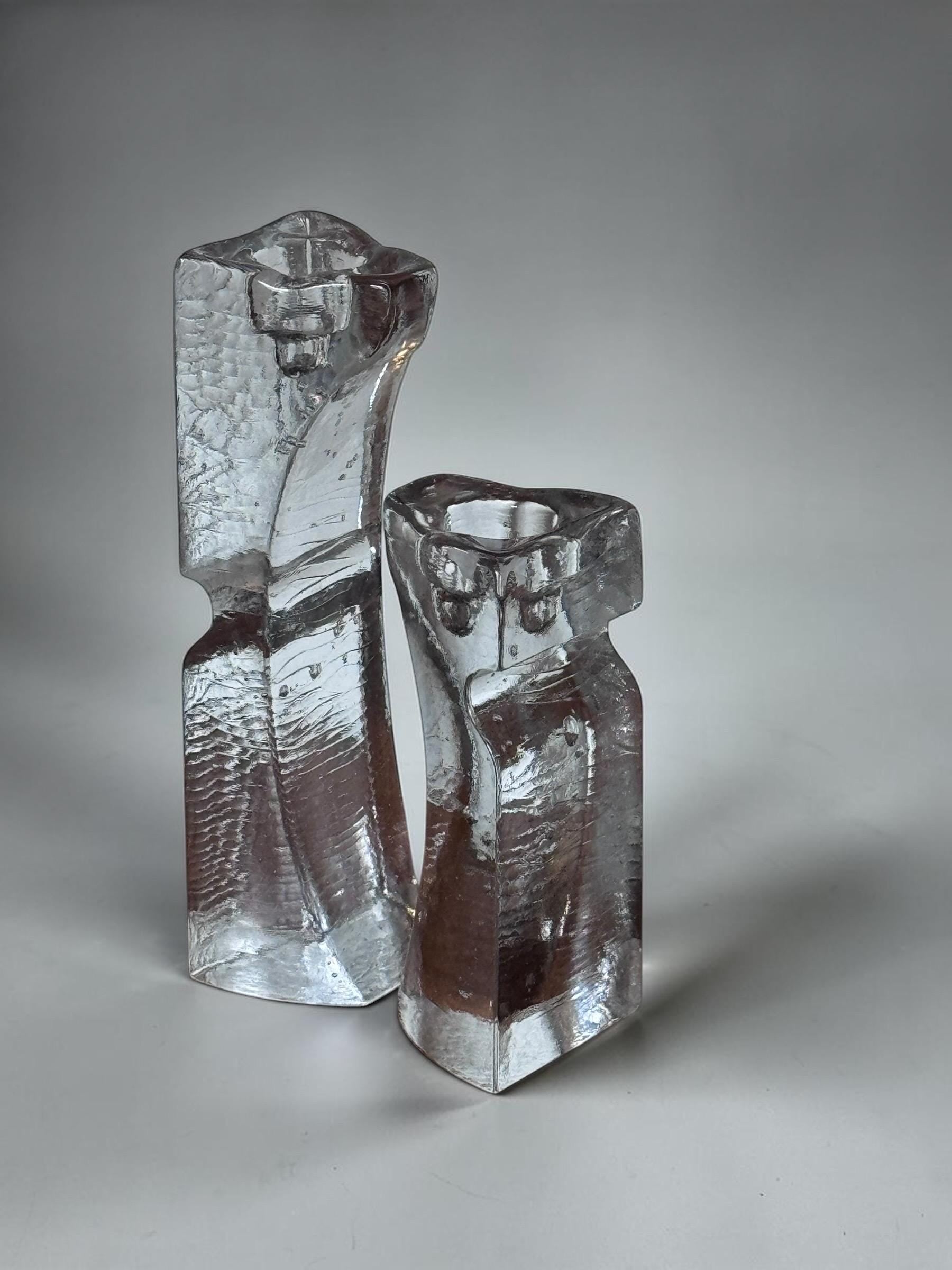Kjell Engman for Kosta Boda vintage  sculptural glass candleholders __etsy:8114845084
