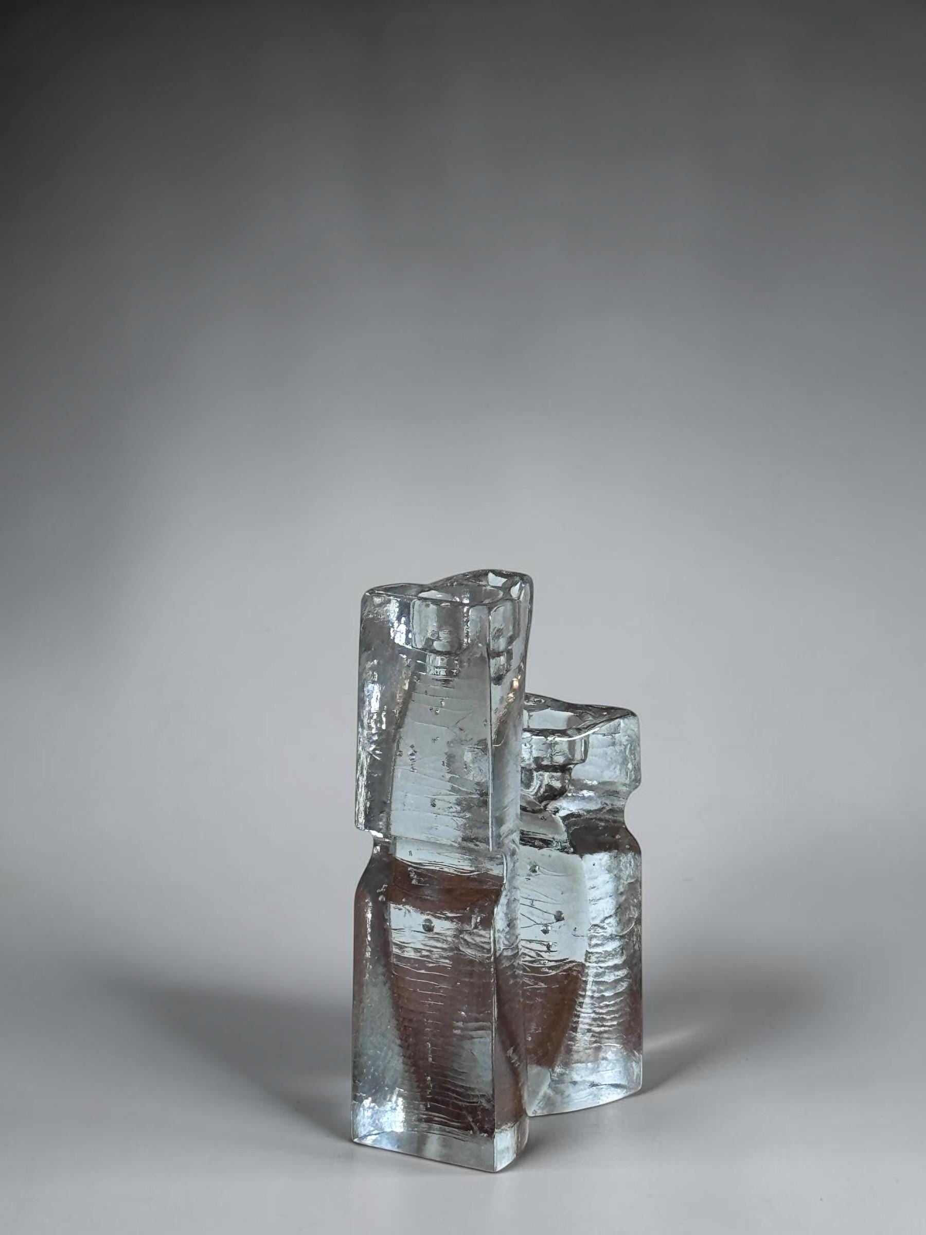 Kjell Engman for Kosta Boda vintage  sculptural glass candleholders __etsy:8114845002