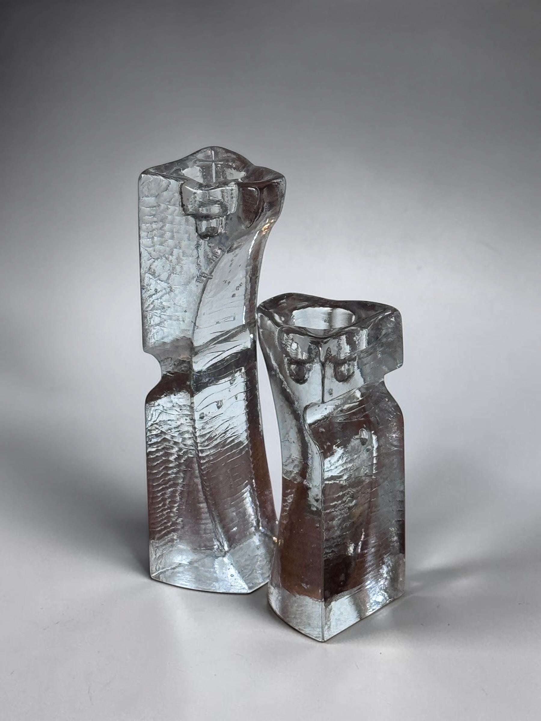 Kjell Engman for Kosta Boda vintage  sculptural glass candleholders __etsy:8162751825