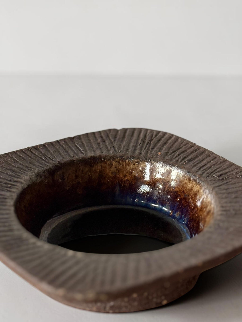 Michael Andersen / Starck square cushion dish in drip glaze stoneware, Danish 1960s __etsy:8210507371
