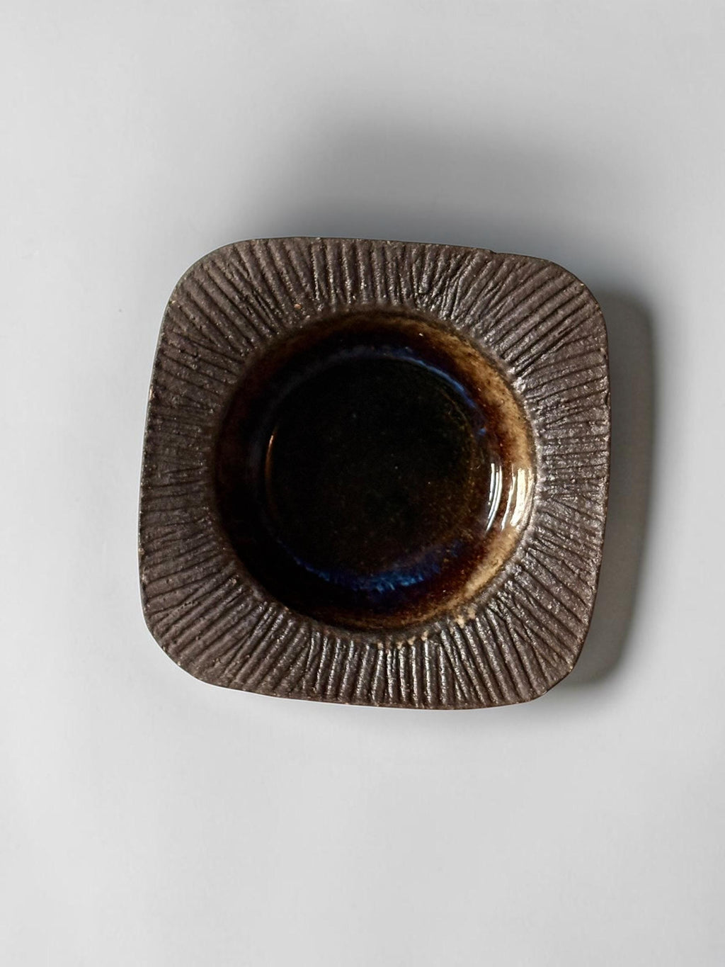 Michael Andersen / Starck square cushion dish in drip glaze stoneware, Danish 1960s __etsy:8210507373