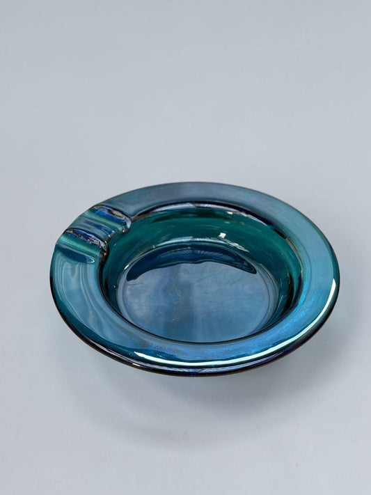 Michael Bang for Kastrup Holmegaard: Oceanblaa cigar ashtray. Danish art glass 1973 __etsy:8127181964
