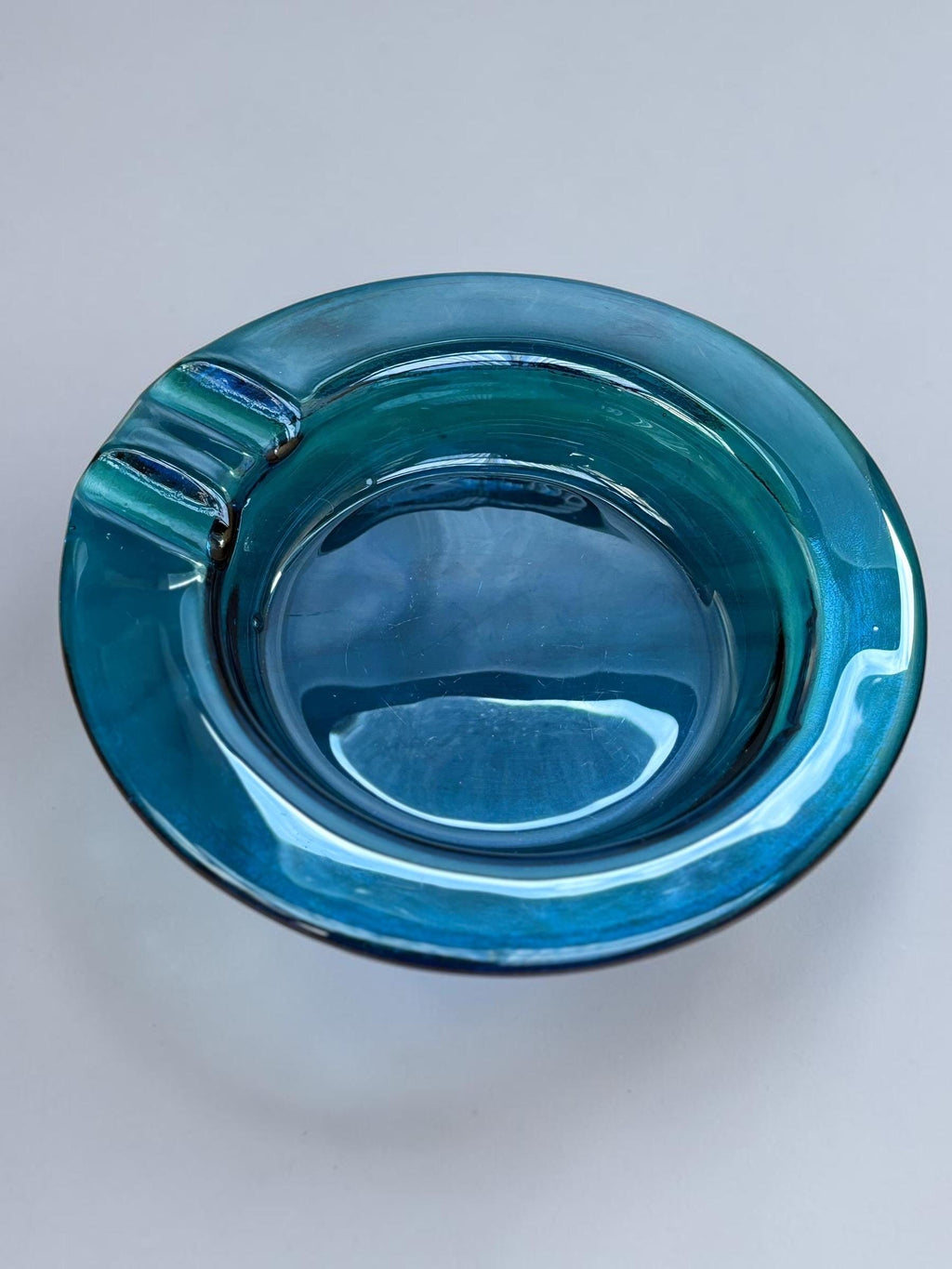 Michael Bang for Kastrup Holmegaard: Oceanblaa cigar ashtray. Danish art glass 1973 __etsy:8127181970