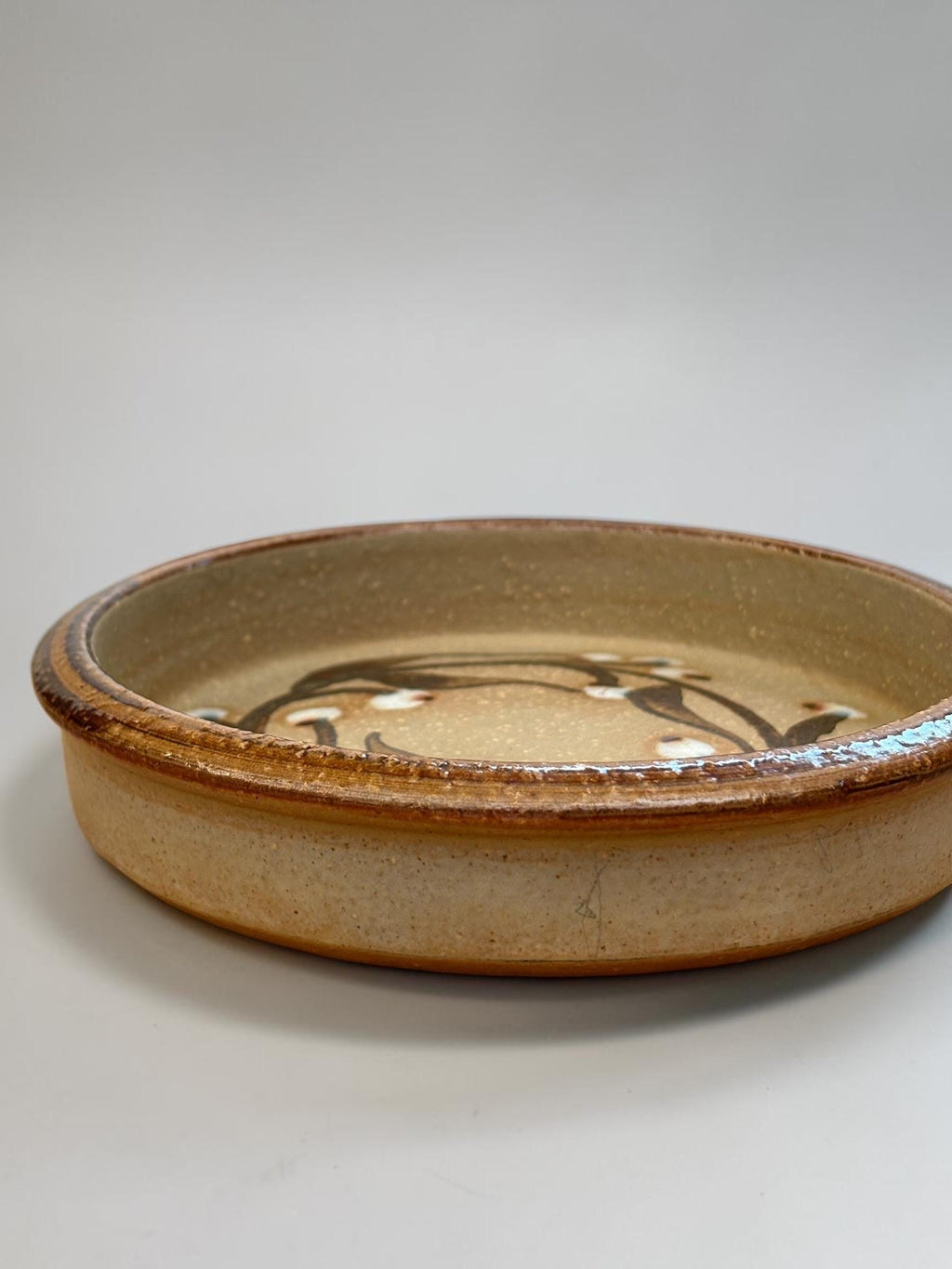 Søholm / Soholm stoneware dish with painted leaf and berry wreath __etsy:8136228902