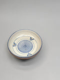 Soholm Bornholm stoneware bowl: Hand-Painted blue spiral leaf design __etsy:8196126817