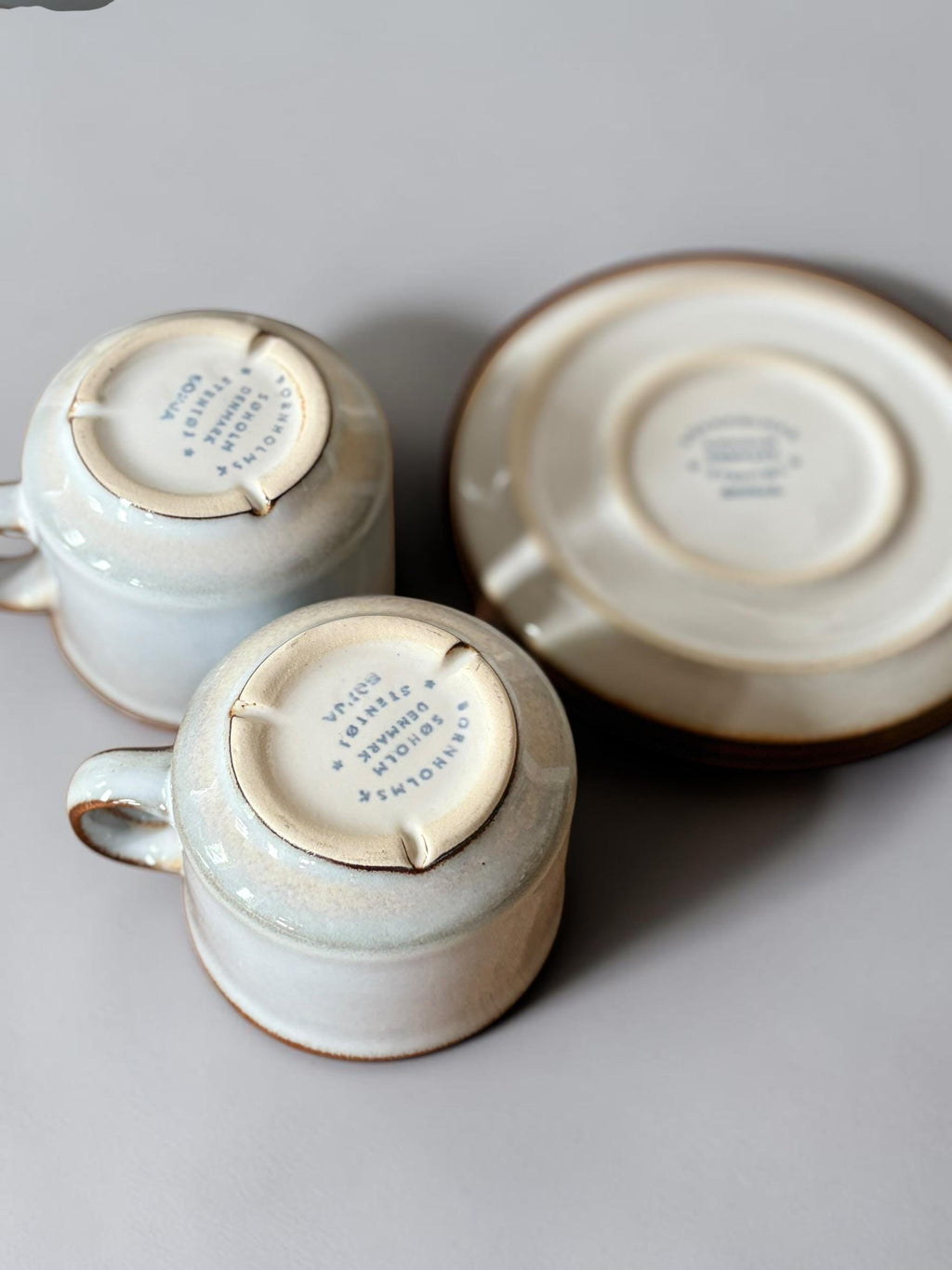 Soholm 'Sonja' stoneware:  Cups and saucers set of 4 Danish Bornholm retro coffee mugs __etsy:8205273509