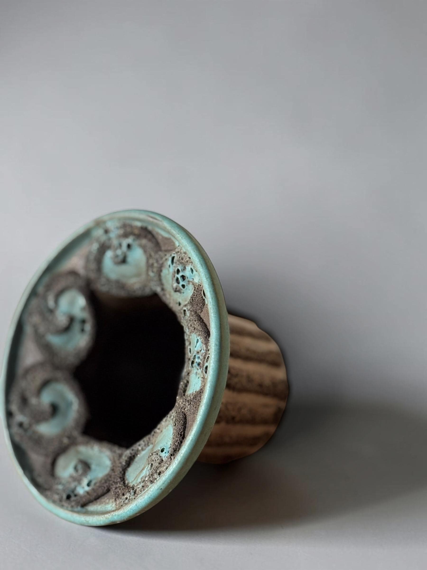 Strehla Keramik fat lava candleholder bowl turquoise lava glaze __etsy:8114964322