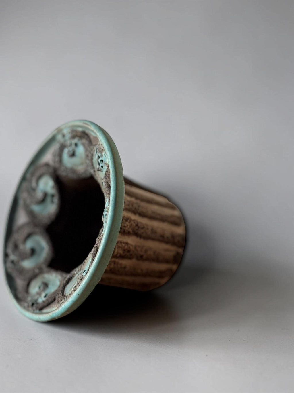 Strehla Keramik fat lava candleholder bowl turquoise lava glaze __etsy:8114963158