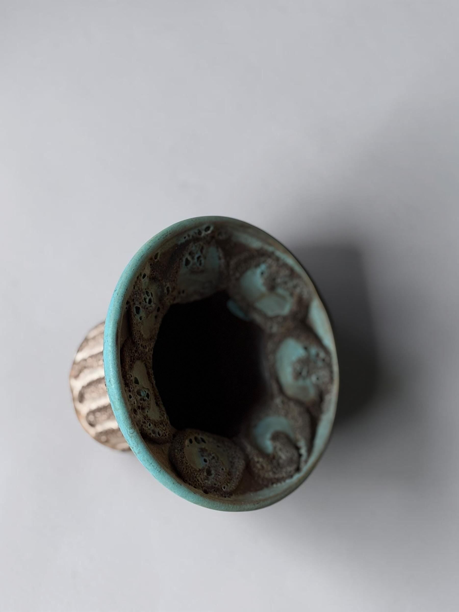 Strehla Keramik fat lava candleholder bowl turquoise lava glaze __etsy:8114963226