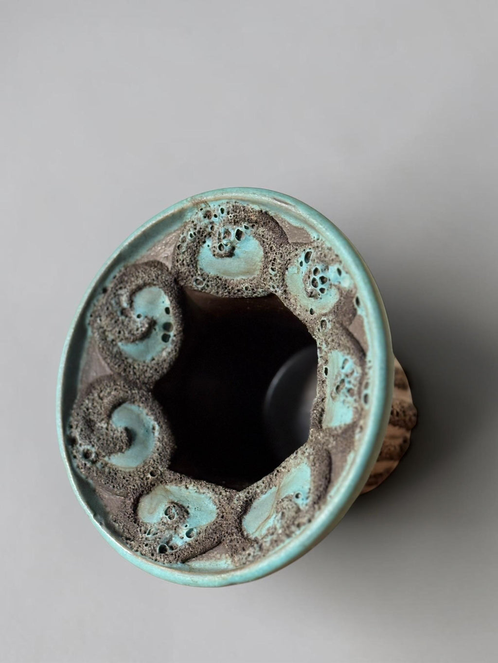 Strehla Keramik fat lava candleholder bowl turquoise lava glaze __etsy:8162870823