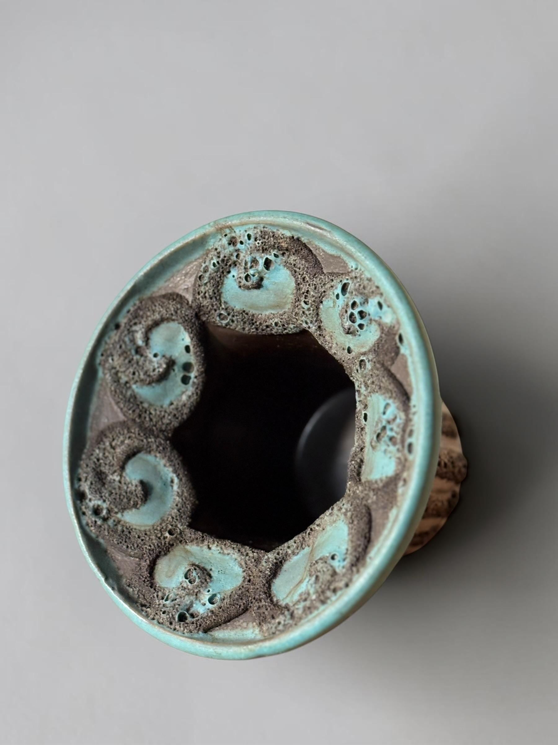 Strehla Keramik fat lava candleholder bowl turquoise lava glaze __etsy:8162870823