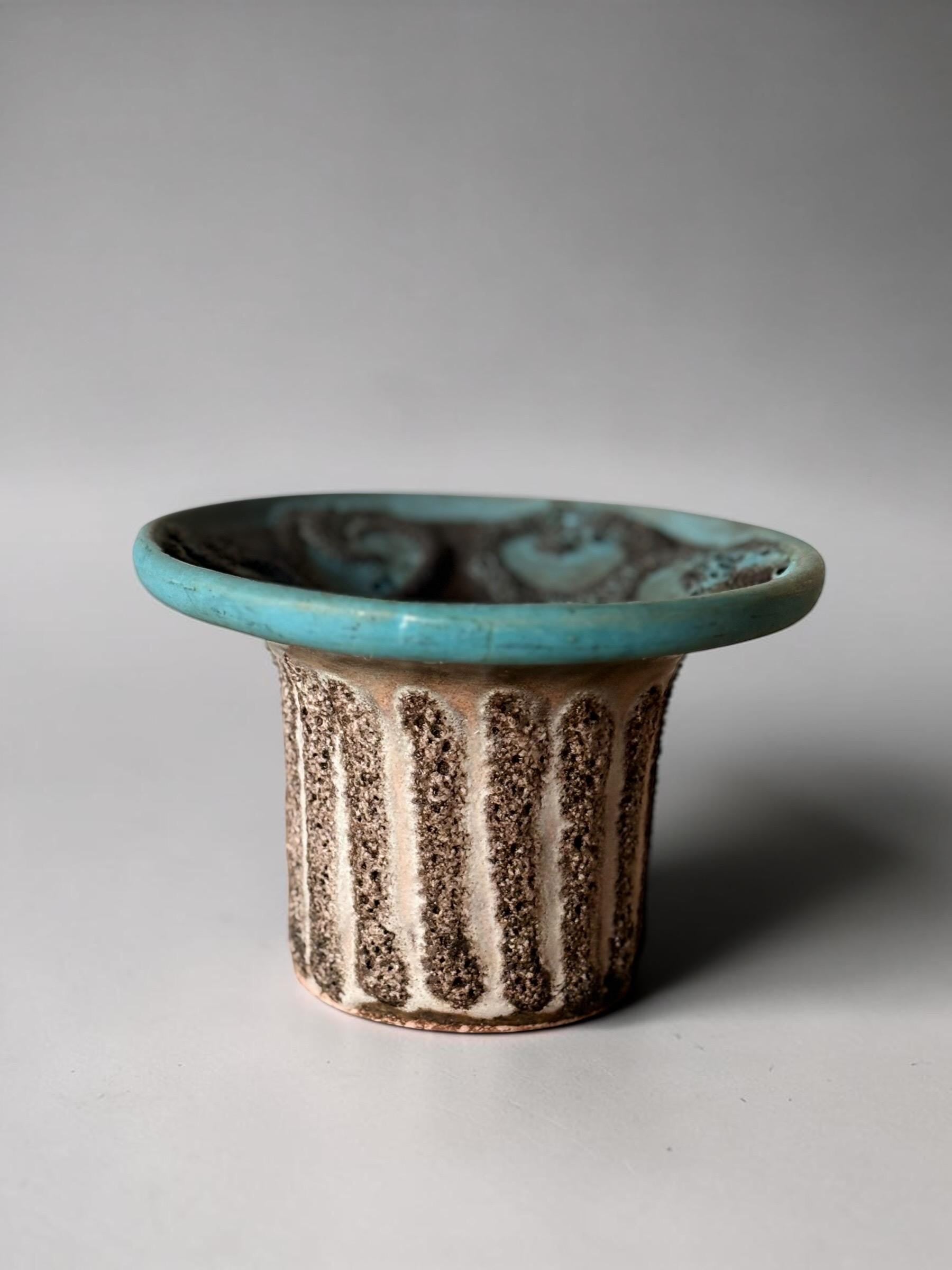 Strehla Keramik fat lava candleholder bowl turquoise lava glaze __etsy:8114964428