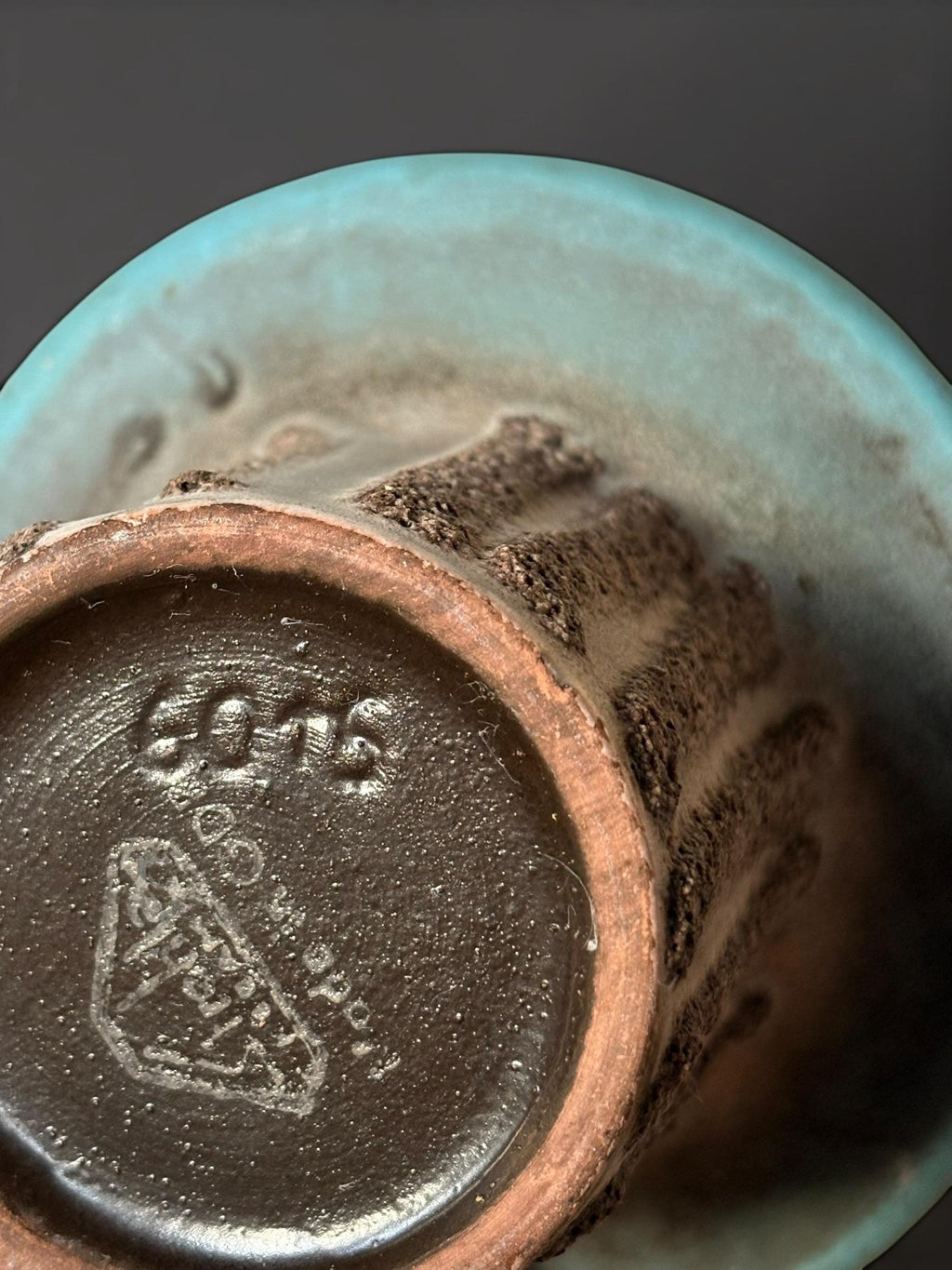 Strehla Keramik fat lava candleholder bowl turquoise lava glaze __etsy:8114964432