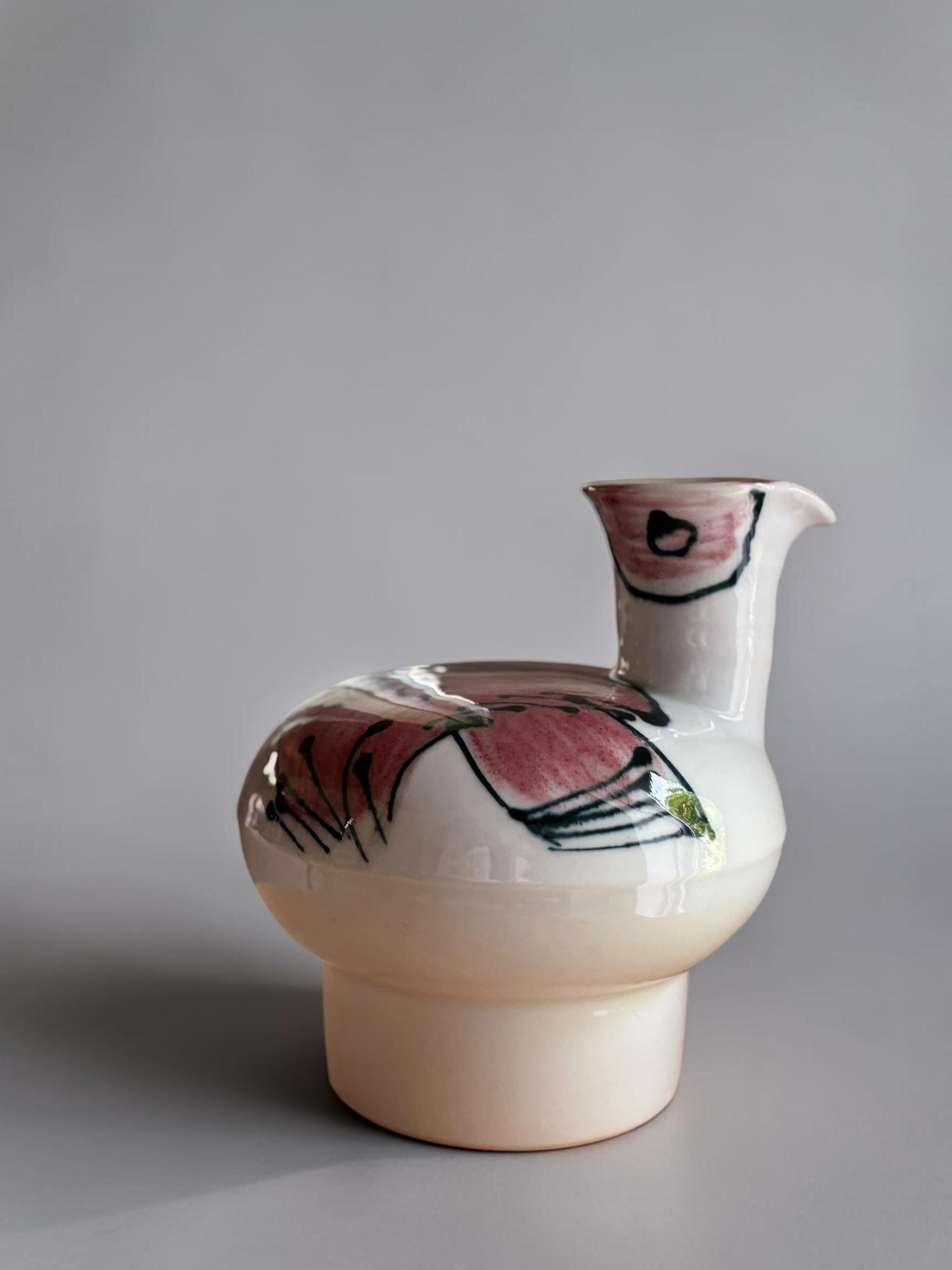 Tue Poulsen for Tue Keramik  bird pitcher studio ceramic Denmark 1960s __etsy:8215109161