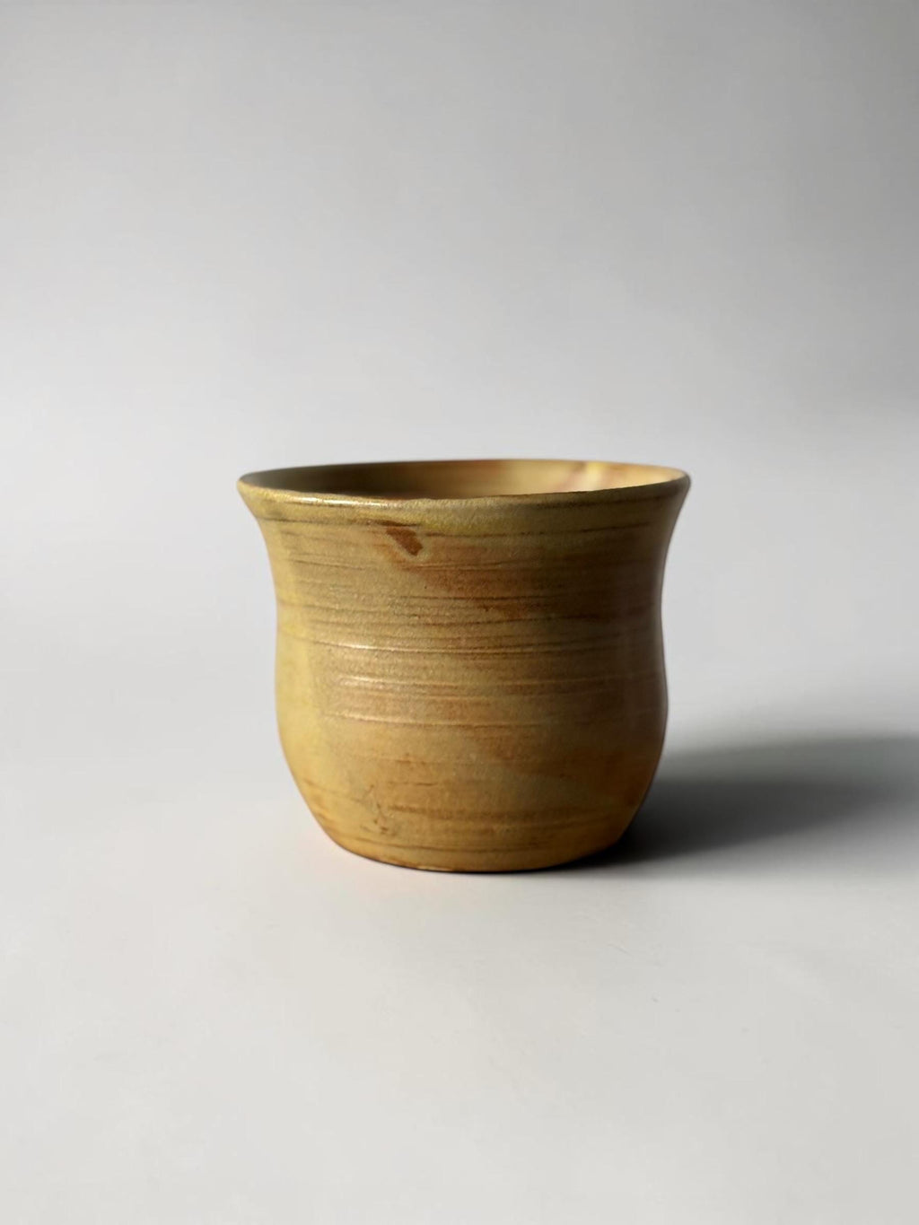 Vintage Danish hand-thrown stoneware cup in  ochre glaze __etsy:8162965641