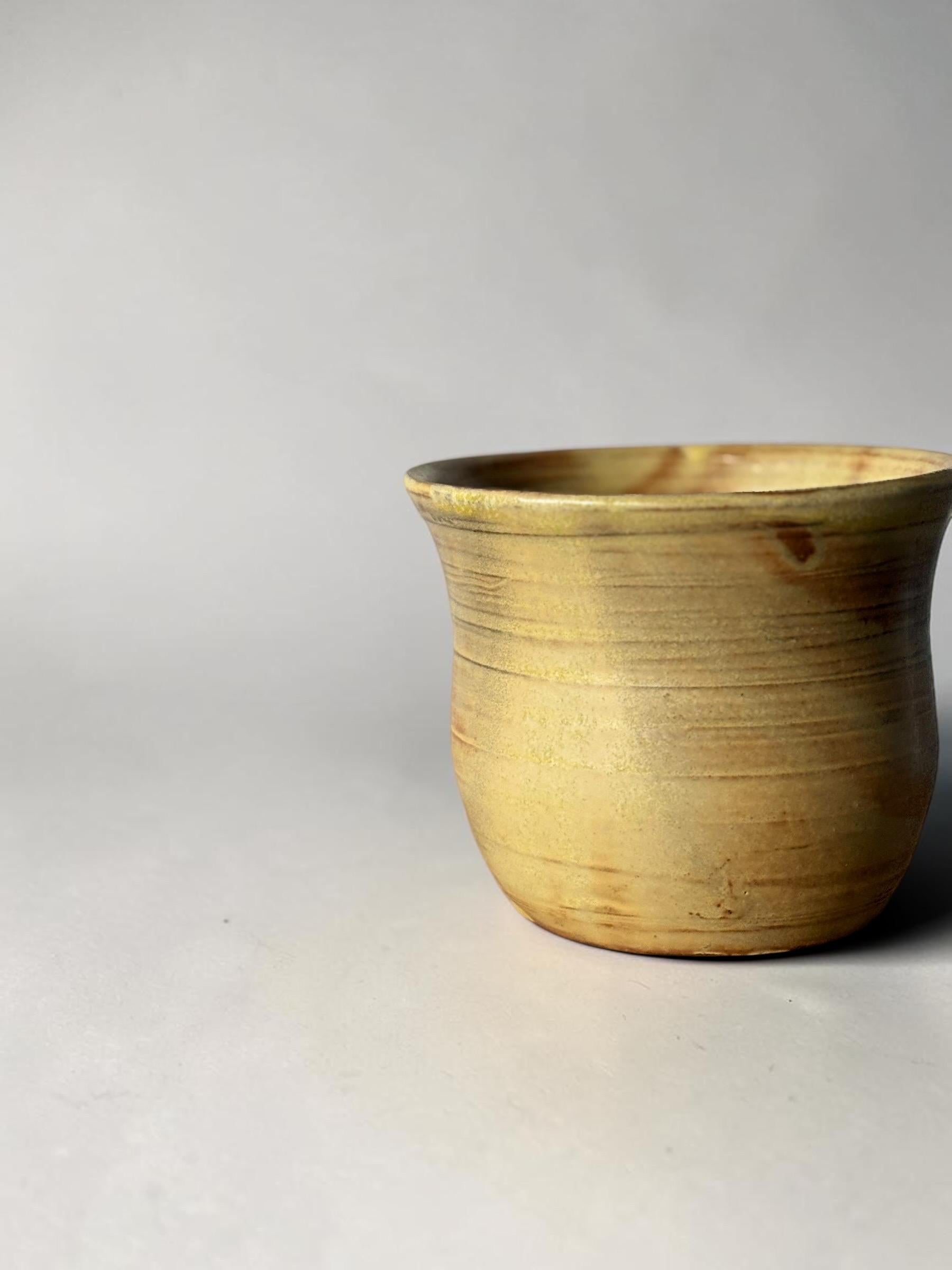 Vintage Danish hand-thrown stoneware cup in  ochre glaze __etsy:8115002632