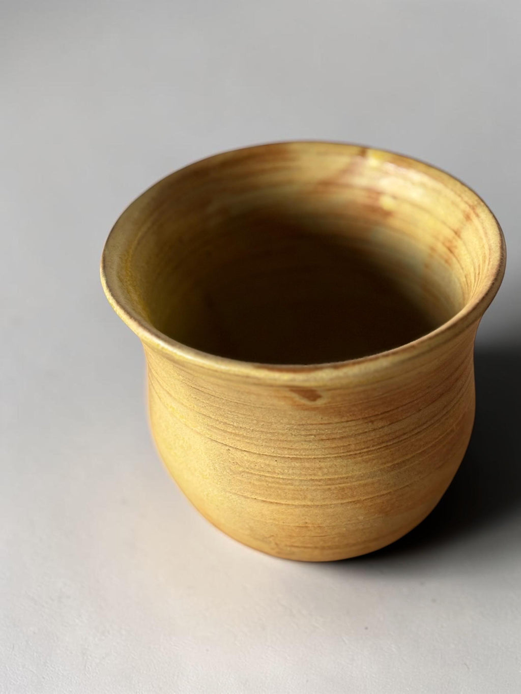 Vintage Danish hand-thrown stoneware cup in  ochre glaze __etsy:8162910045