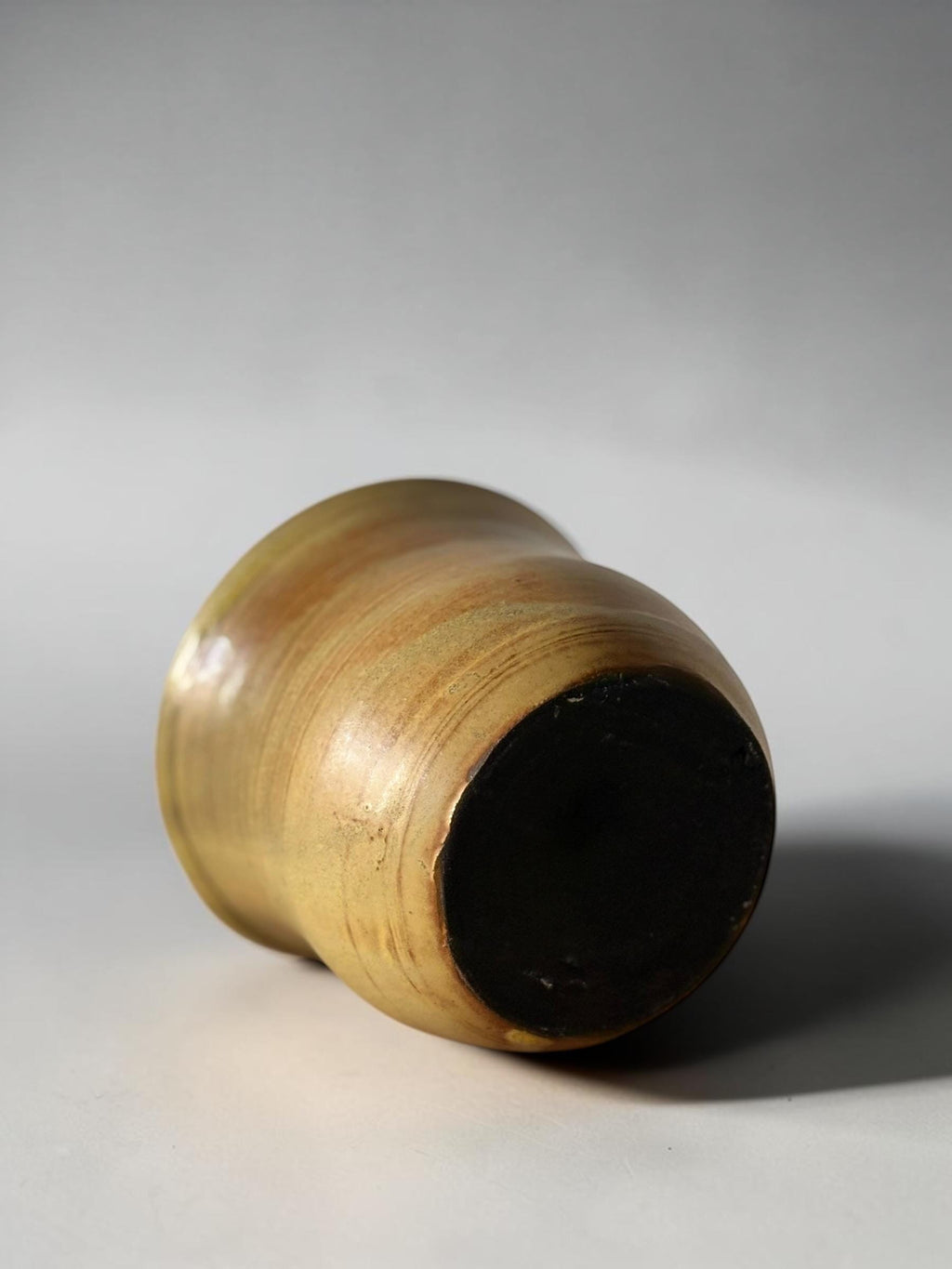 Vintage Danish hand-thrown stoneware cup in  ochre glaze __etsy:8162910069