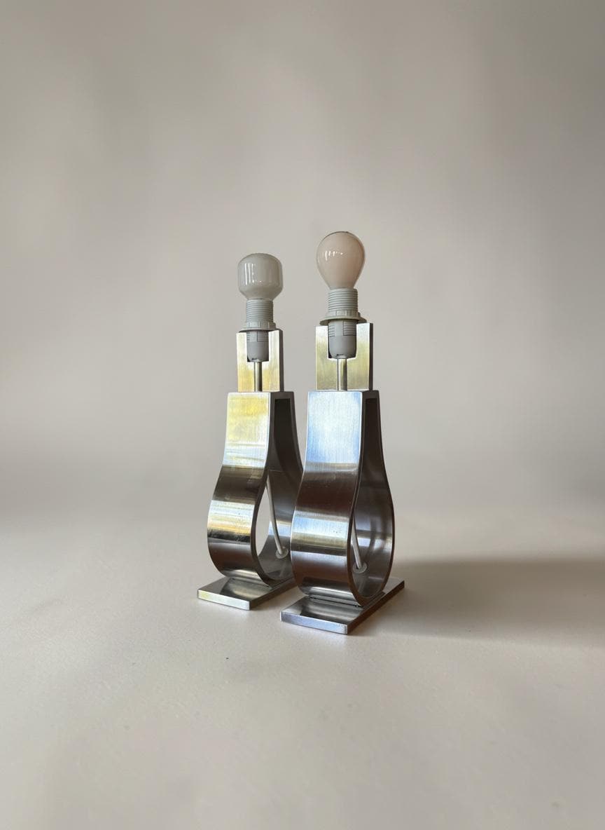 Vintage IKEA KLABB Sculptural aluminium pair of table lamps __etsy:8074219038