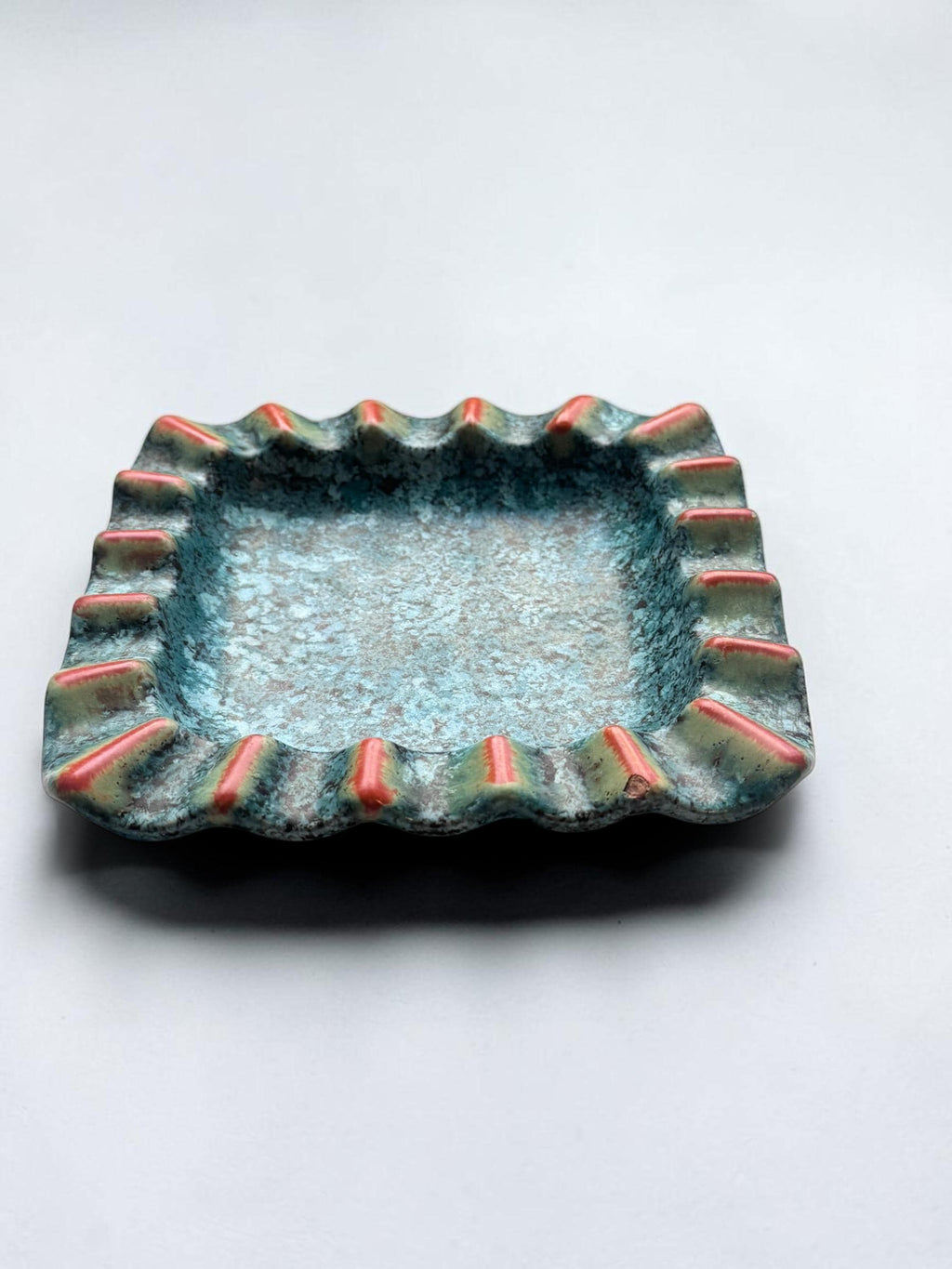 Vintage ceramic ashtray bowl or small dish in West Germany turquoise drip glaze __etsy:8157503020