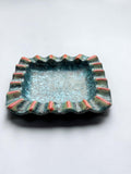 Vintage ceramic ashtray bowl or small dish in West Germany turquoise drip glaze __etsy:8157503020