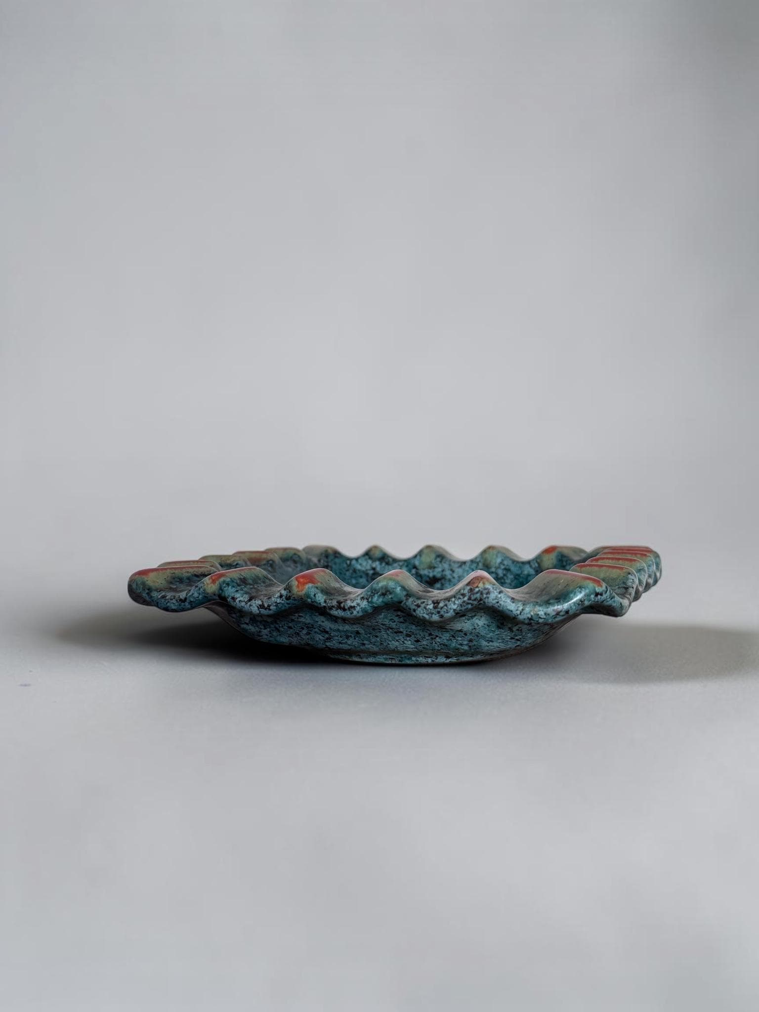 Vintage ceramic ashtray bowl or small dish in West Germany turquoise drip glaze __etsy:8157508884