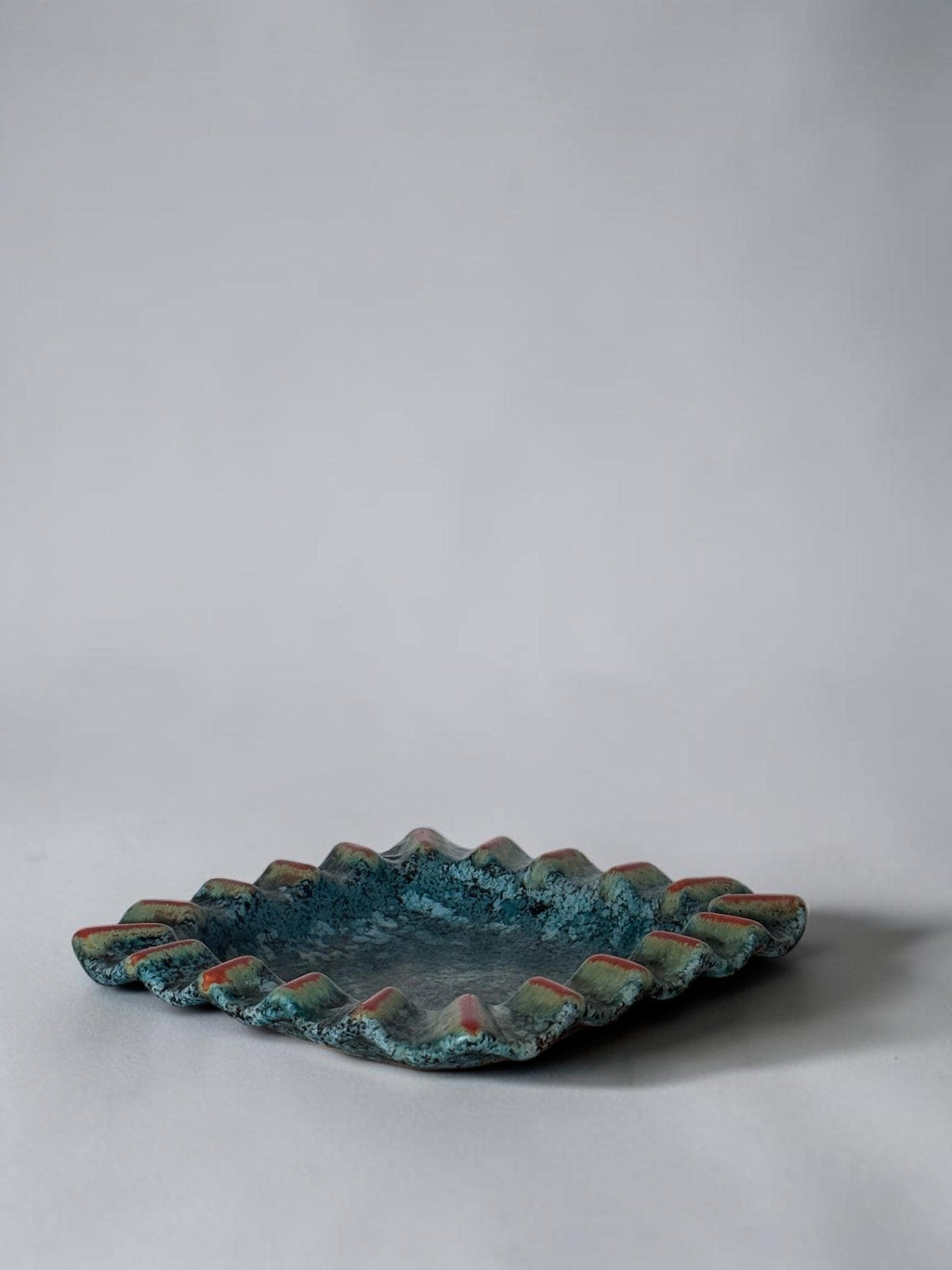 Vintage ceramic ashtray bowl or small dish in West Germany turquoise drip glaze __etsy:8205432933