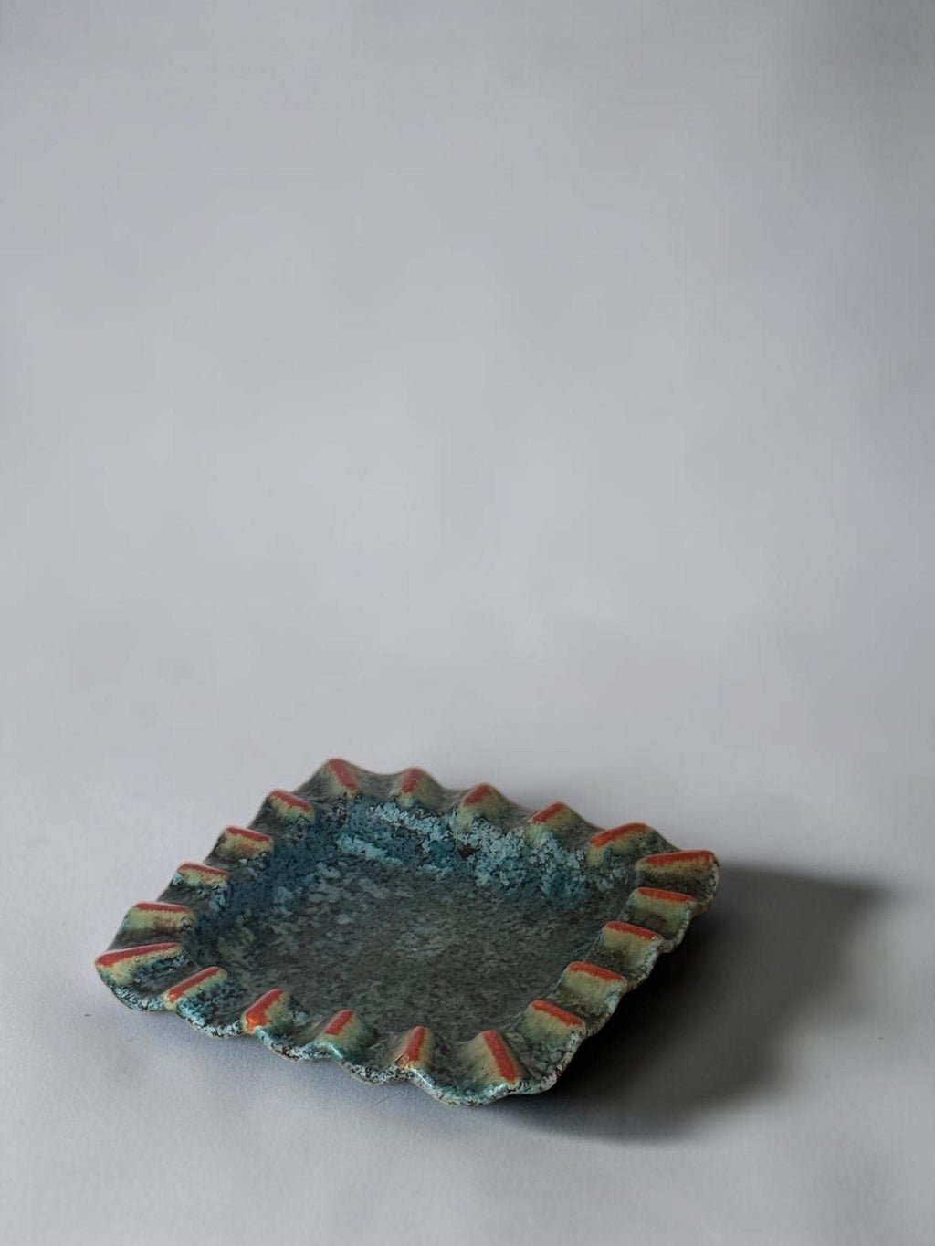 Vintage ceramic ashtray bowl or small dish in West Germany turquoise drip glaze __etsy:8157508902