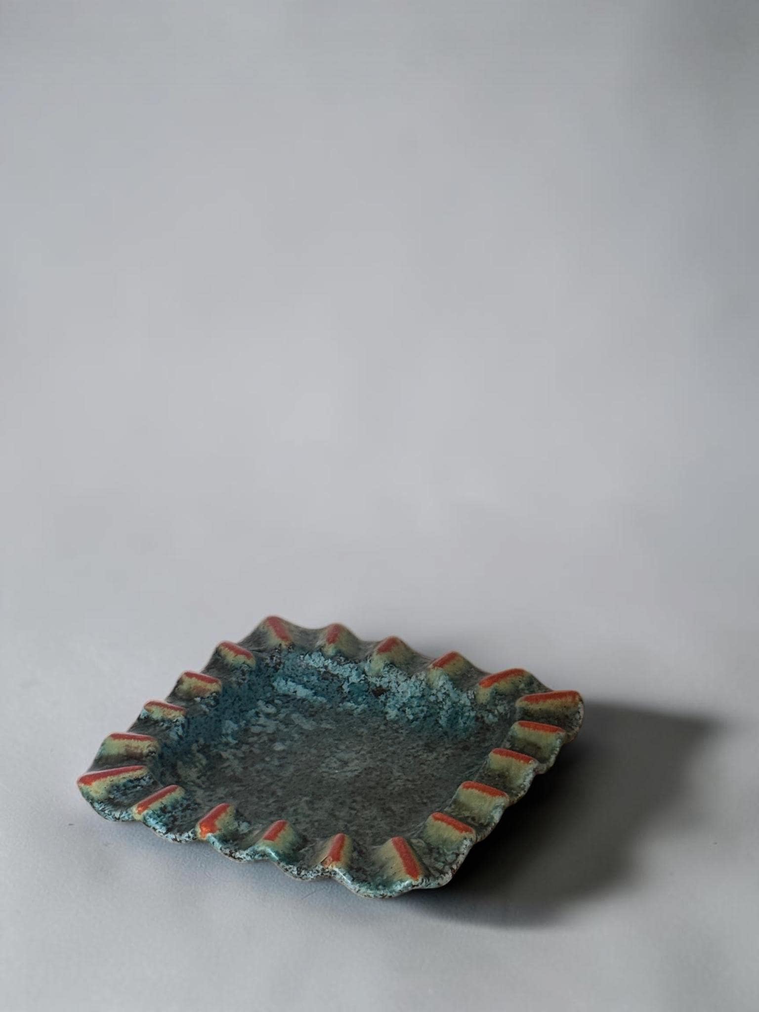 Vintage ceramic ashtray bowl or small dish in West Germany turquoise drip glaze __etsy:8157508902