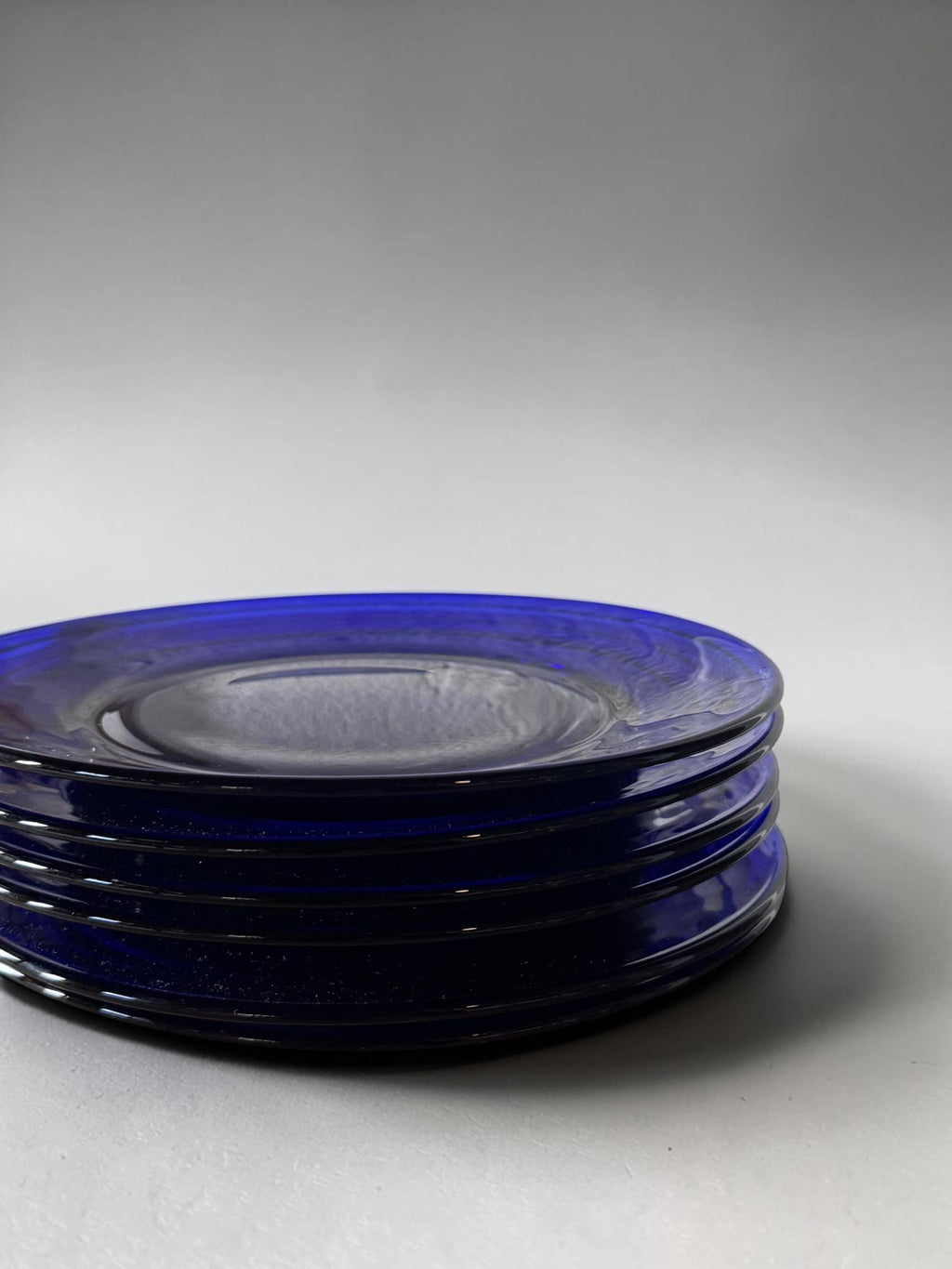 6 vintage Holmegaard Brokso (Broksø) glass plates designed by Jacob E. Bang.