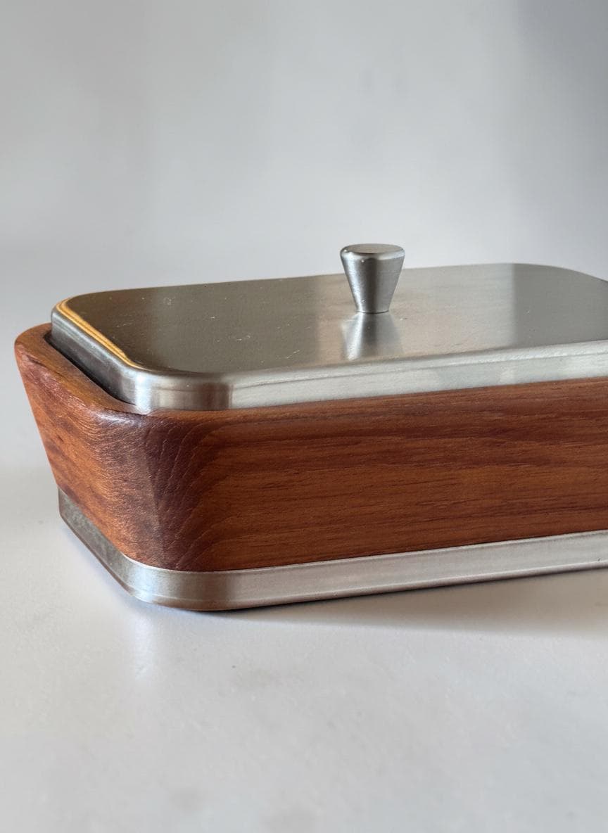 Trip Trap Denmark vintage butter dish in teak and stainless steel