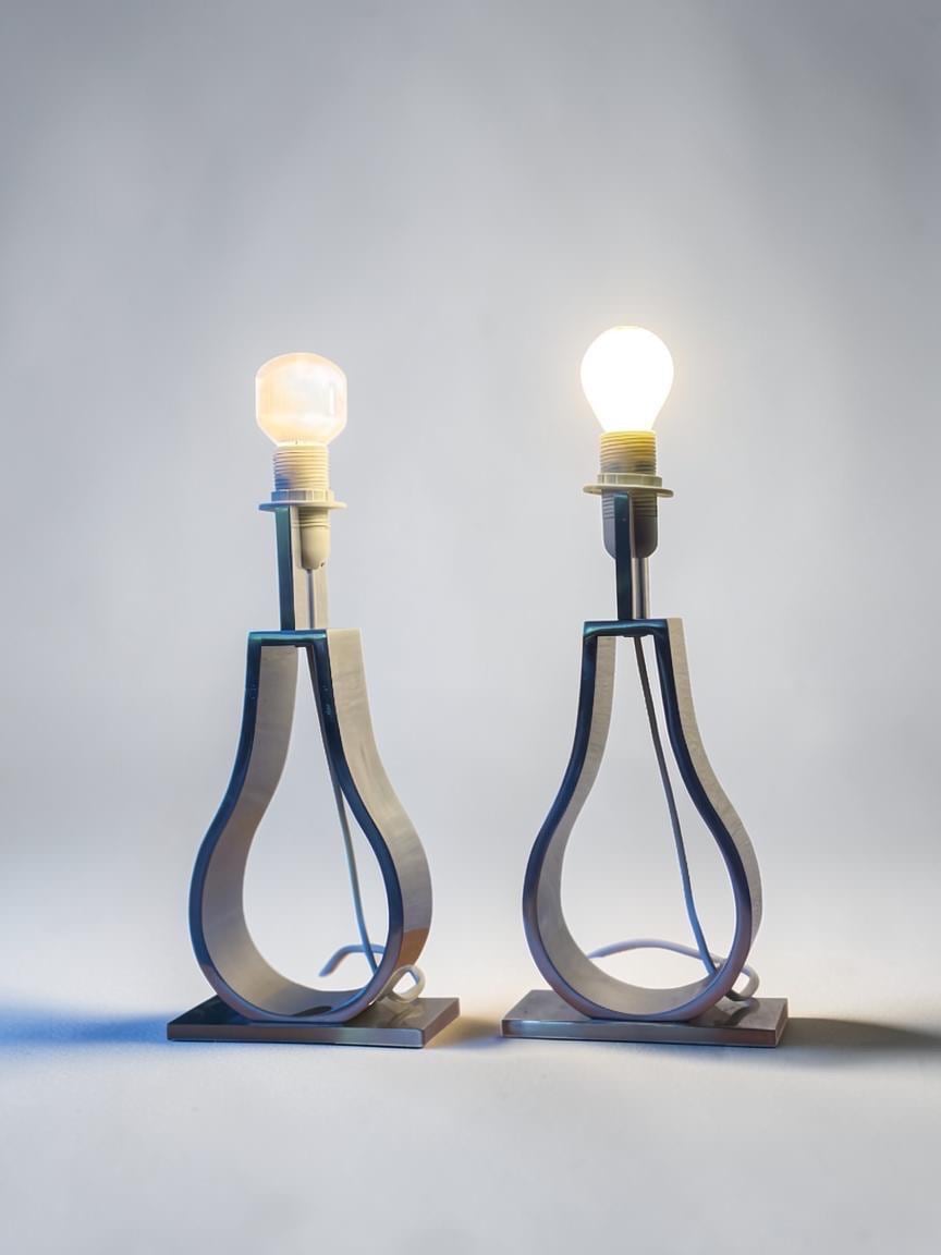 Vintage IKEA KLABB lamps in brushed aluminium