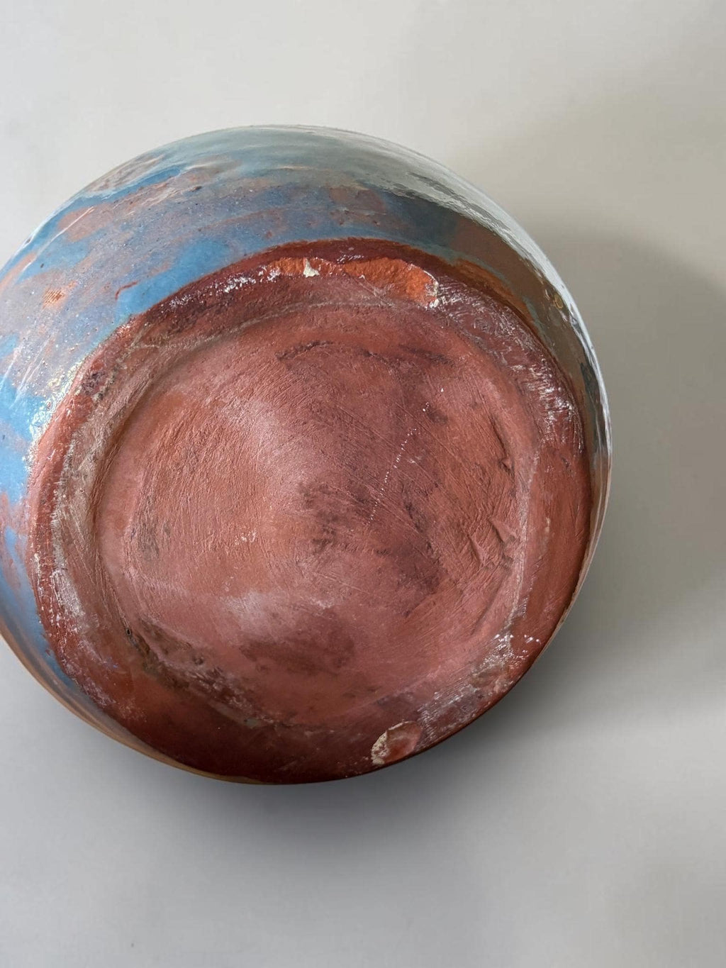 Vintage Danish studio pottery vase: Handthrown red clay with blue glaze __etsy:8068705856