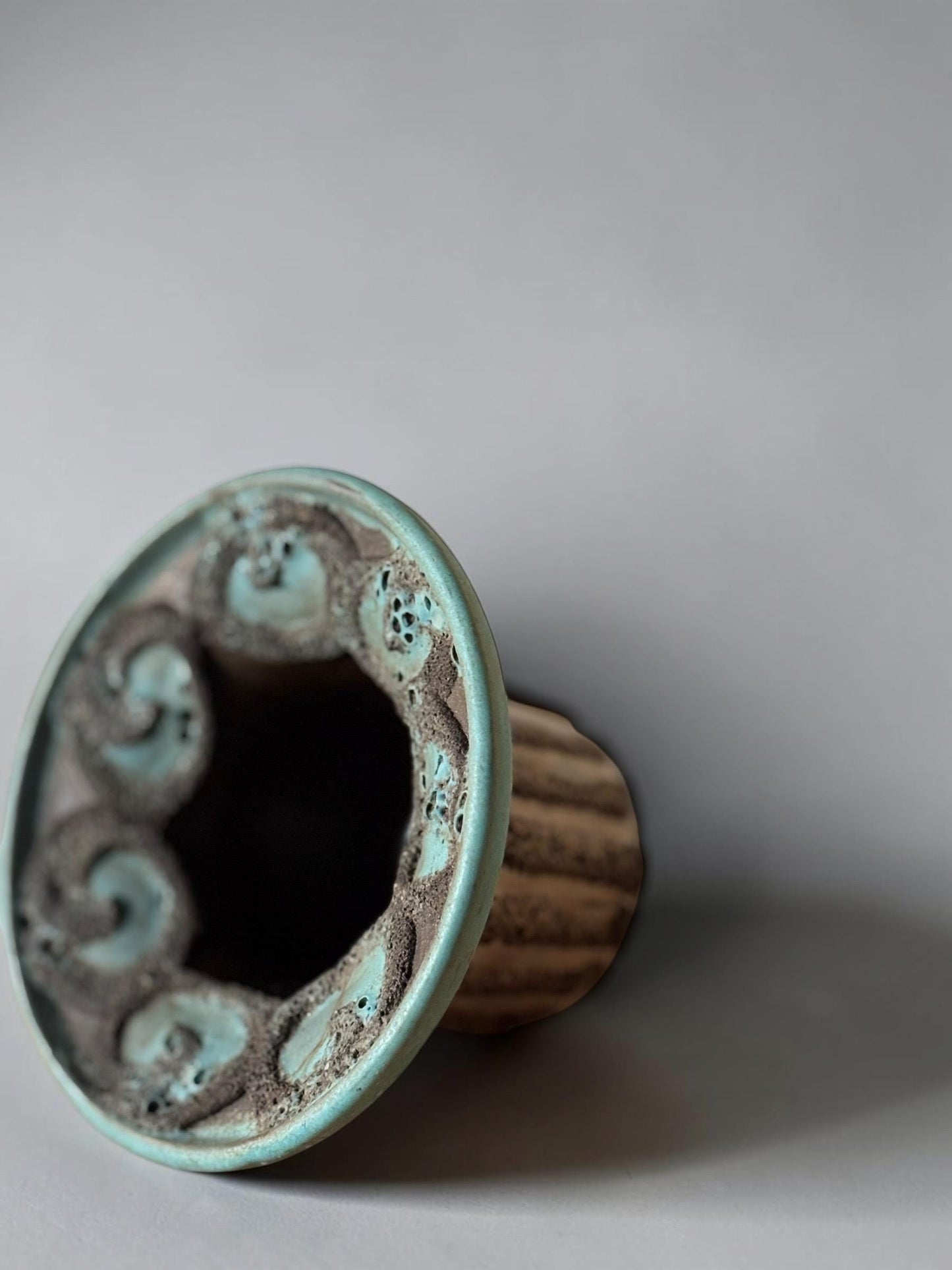 Strehla Keramik fat lava candleholder bowl turquoise lava glaze