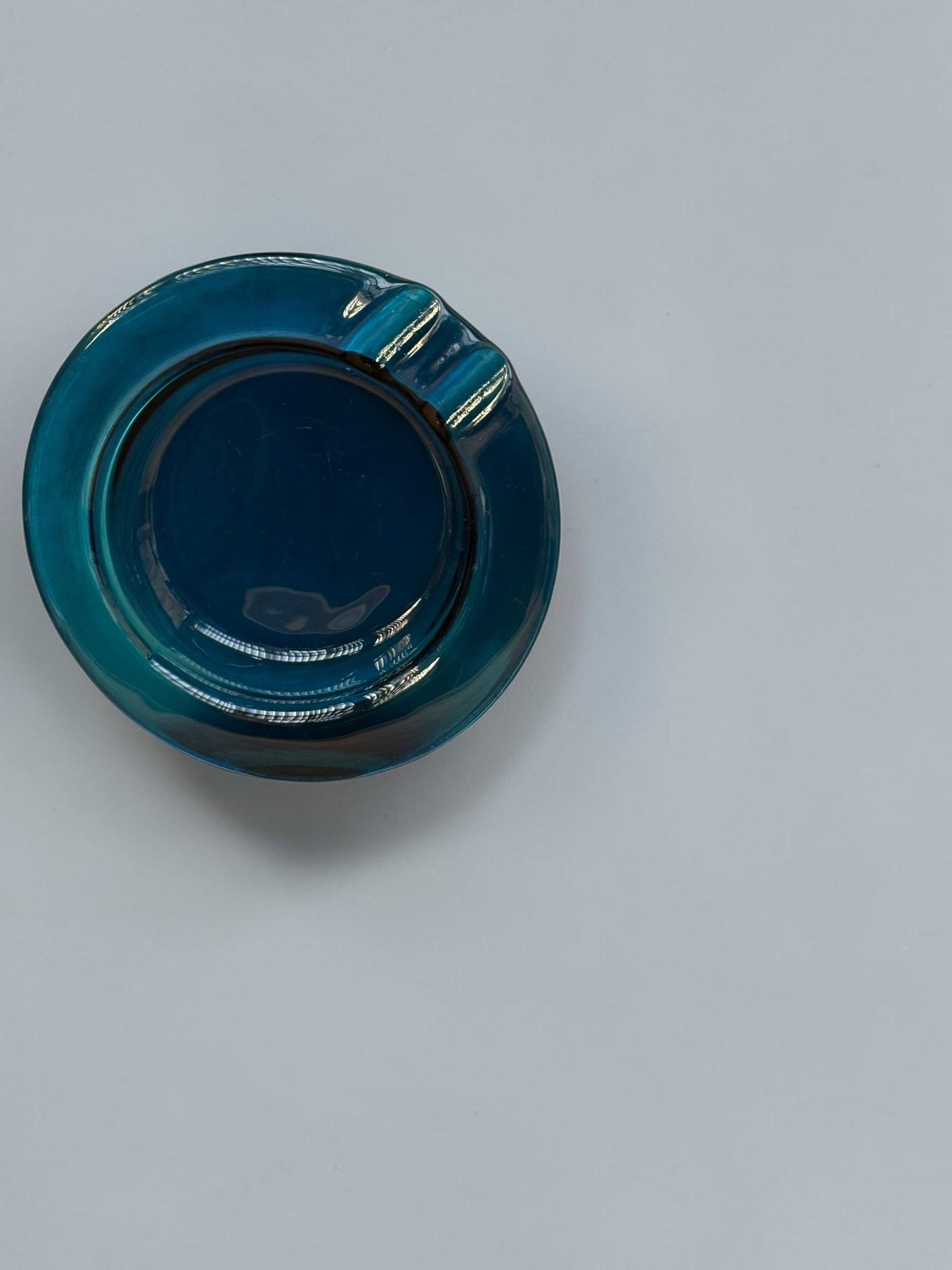 Michael Bang for Kastrup Holmegaard: Oceanblaa cigar ashtray. Danish art glass 1973 __etsy:8127181966