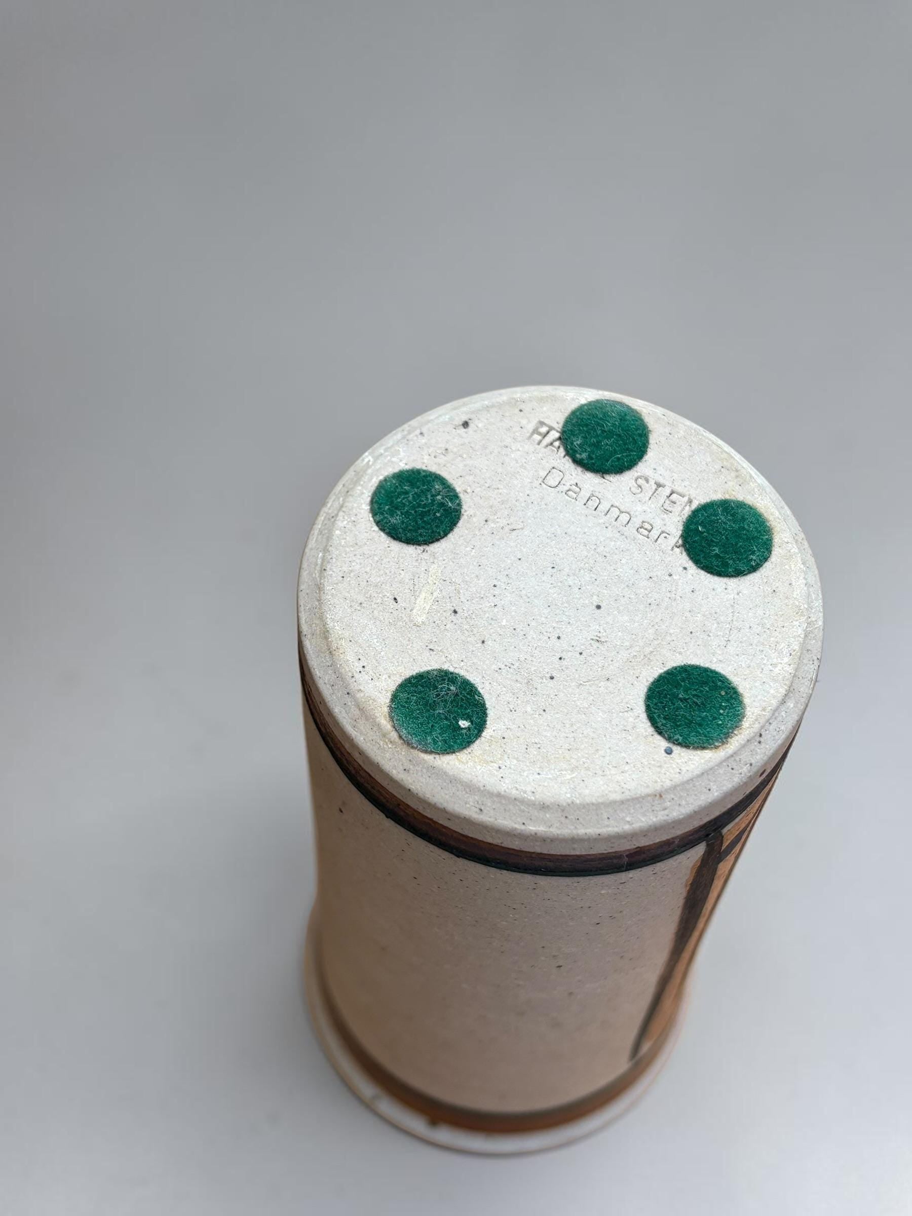 Hanne Stentøj Danish stoneware vase set cylindrical vases with brown brushstroke decor __etsy:8147077696