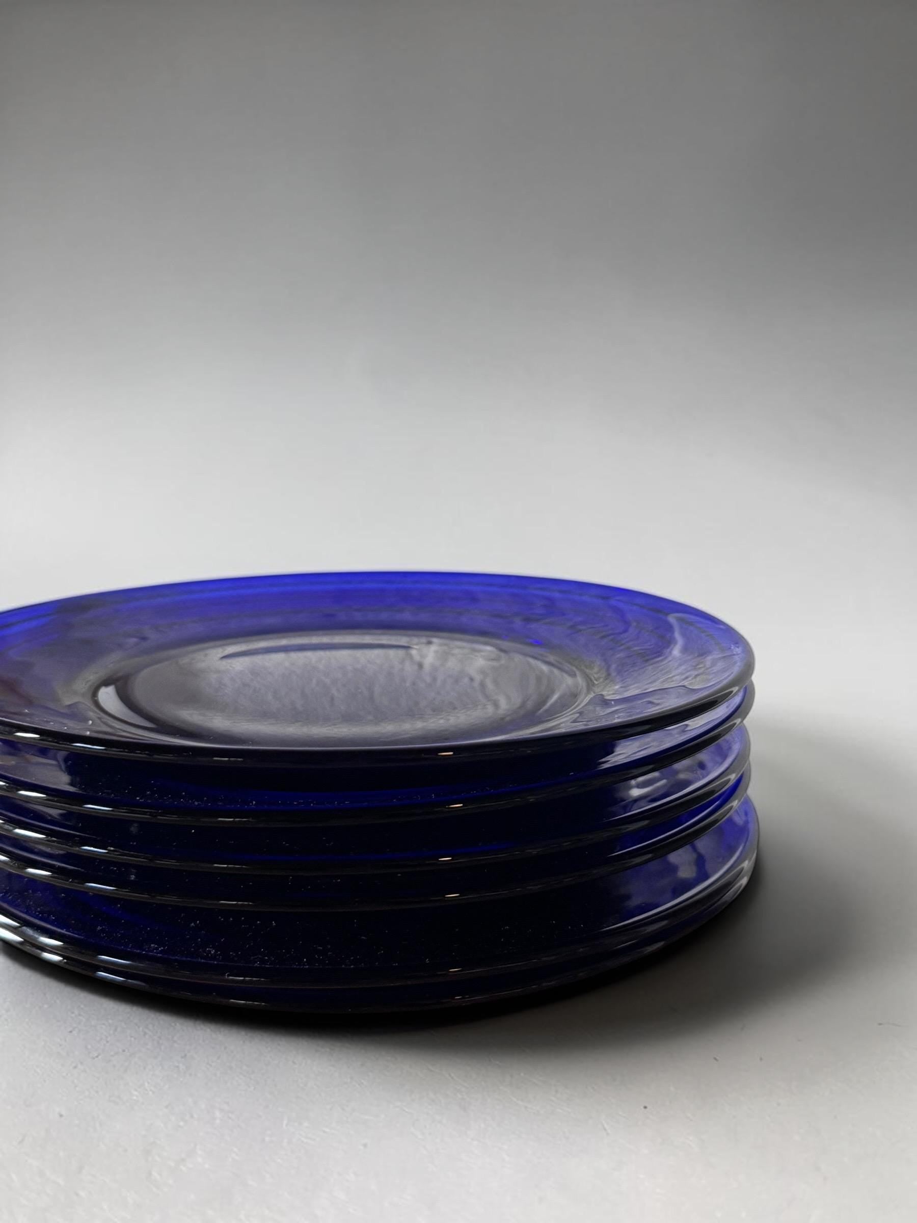 6 vintage Holmegaard Brokso (Broksø) glass plates designed by Jacob E. Bang. __etsy:8150014903