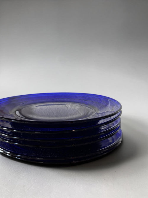 6 vintage Holmegaard Brokso (Broksø) glass plates designed by Jacob E. Bang. __etsy:8150014903