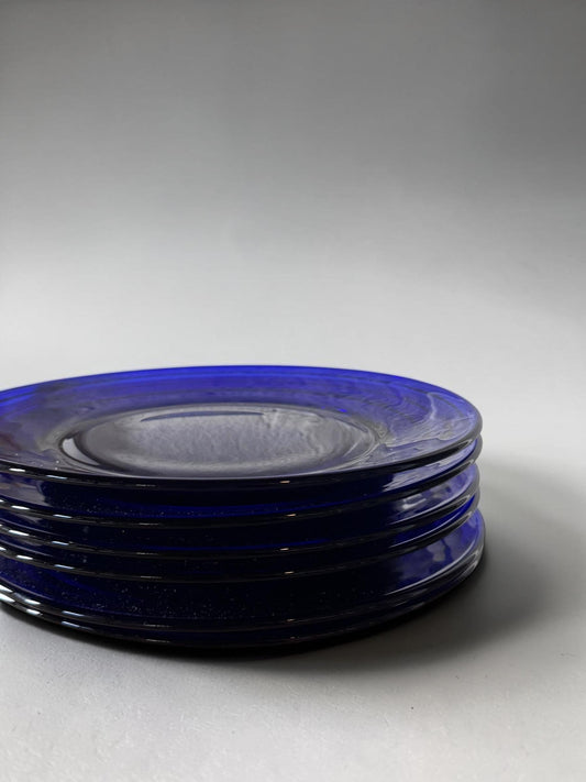 6 vintage Holmegaard Brokso (Broksø) glass plates designed by Jacob E. Bang. __etsy:8150014903