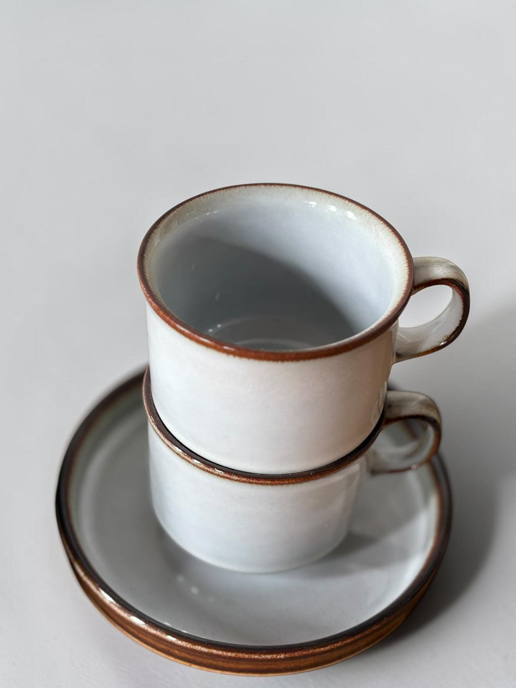 Soholm 'Sonja' stoneware:  Cups and saucers set of 4 Danish Bornholm retro coffee mugs __etsy:8157350422