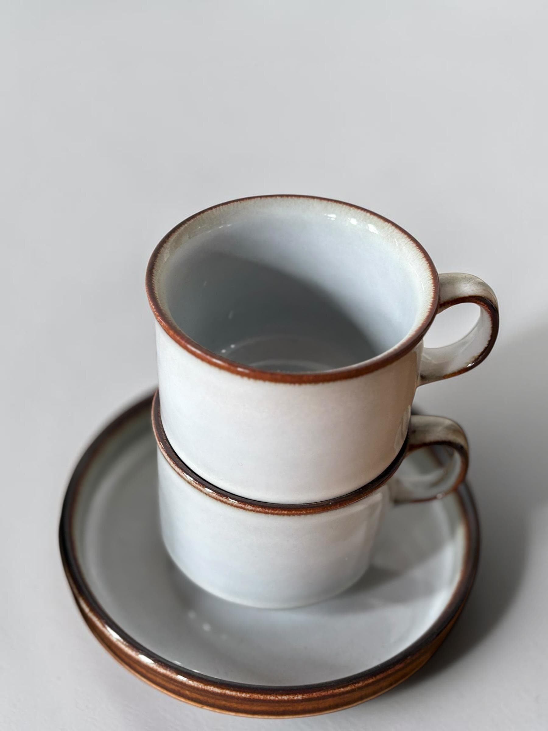 Soholm 'Sonja' stoneware:  Cups and saucers set of 4 Danish Bornholm retro coffee mugs __etsy:8157350422