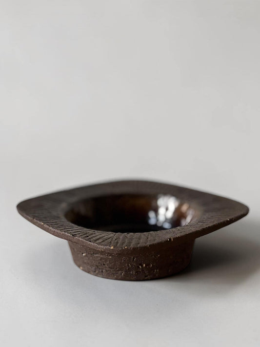 Michael Andersen / Starck square cushion dish in drip glaze stoneware, Danish 1960s