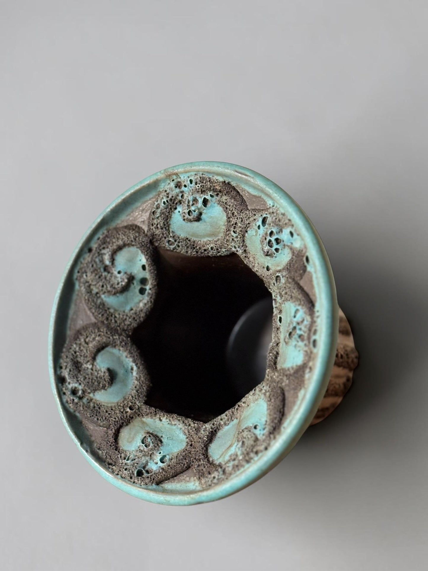 Strehla Keramik fat lava candleholder bowl turquoise lava glaze